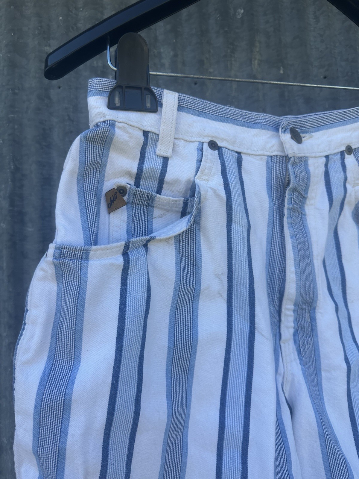 Vintage 90s Striped High Waisted Denim Shorts Chic Brand Size 8