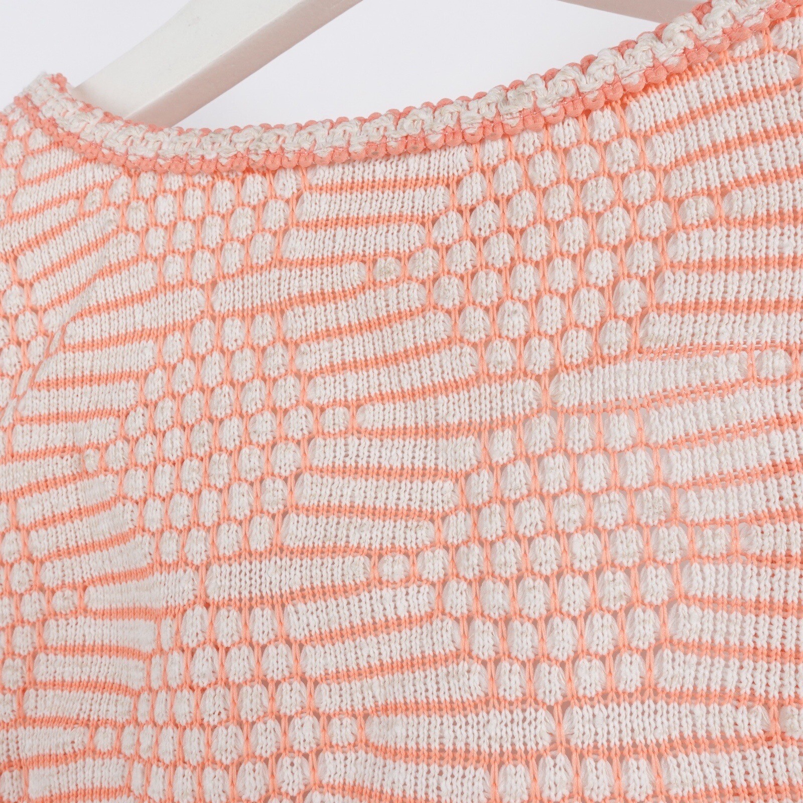 Vintage 70s Knit Short Sleeve Cardigan Nelly Don Stoner Square Medium Coral
