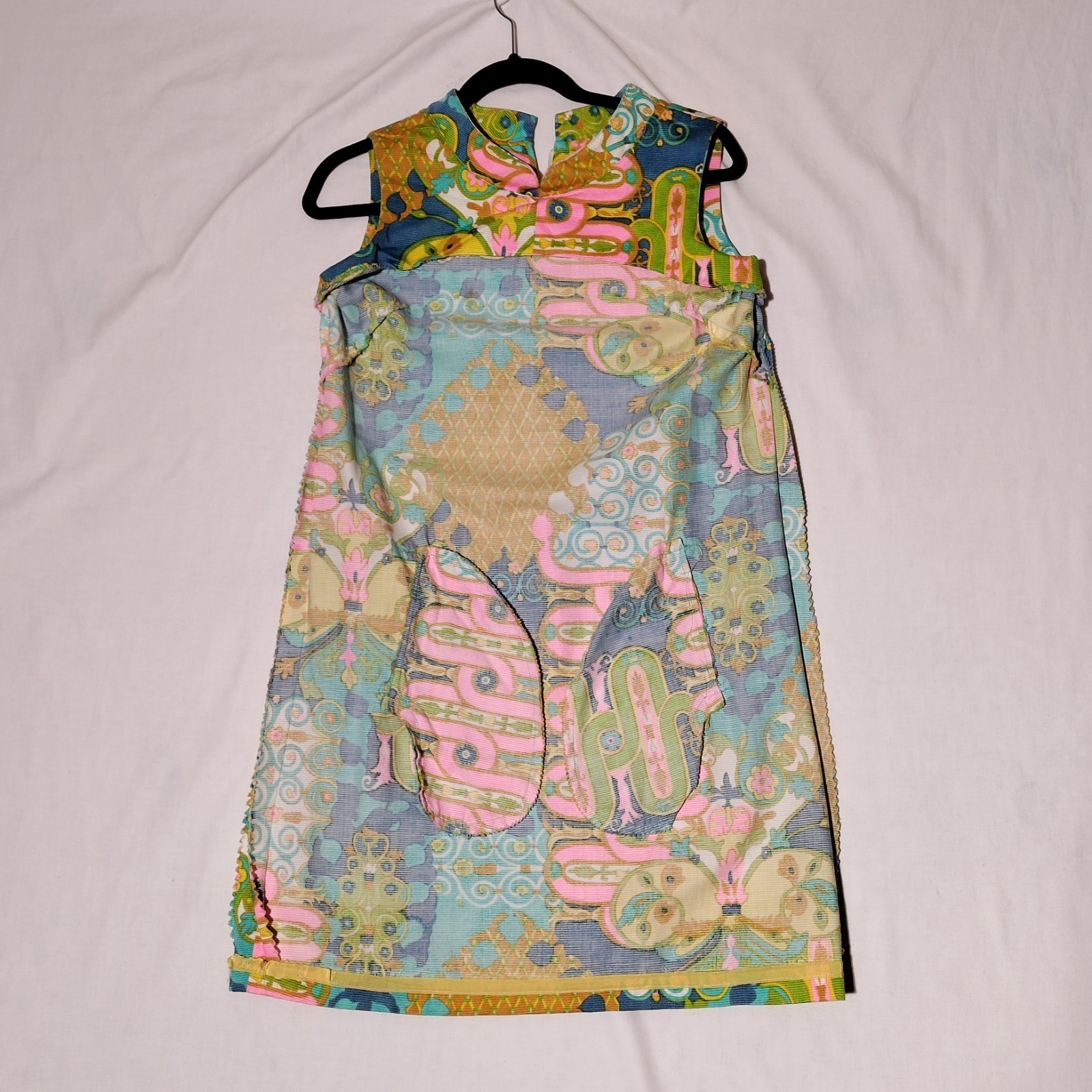 Tori Richard Hawaiian psychedelic 60s Multicolor Shift Dress Sz 12 Vtg