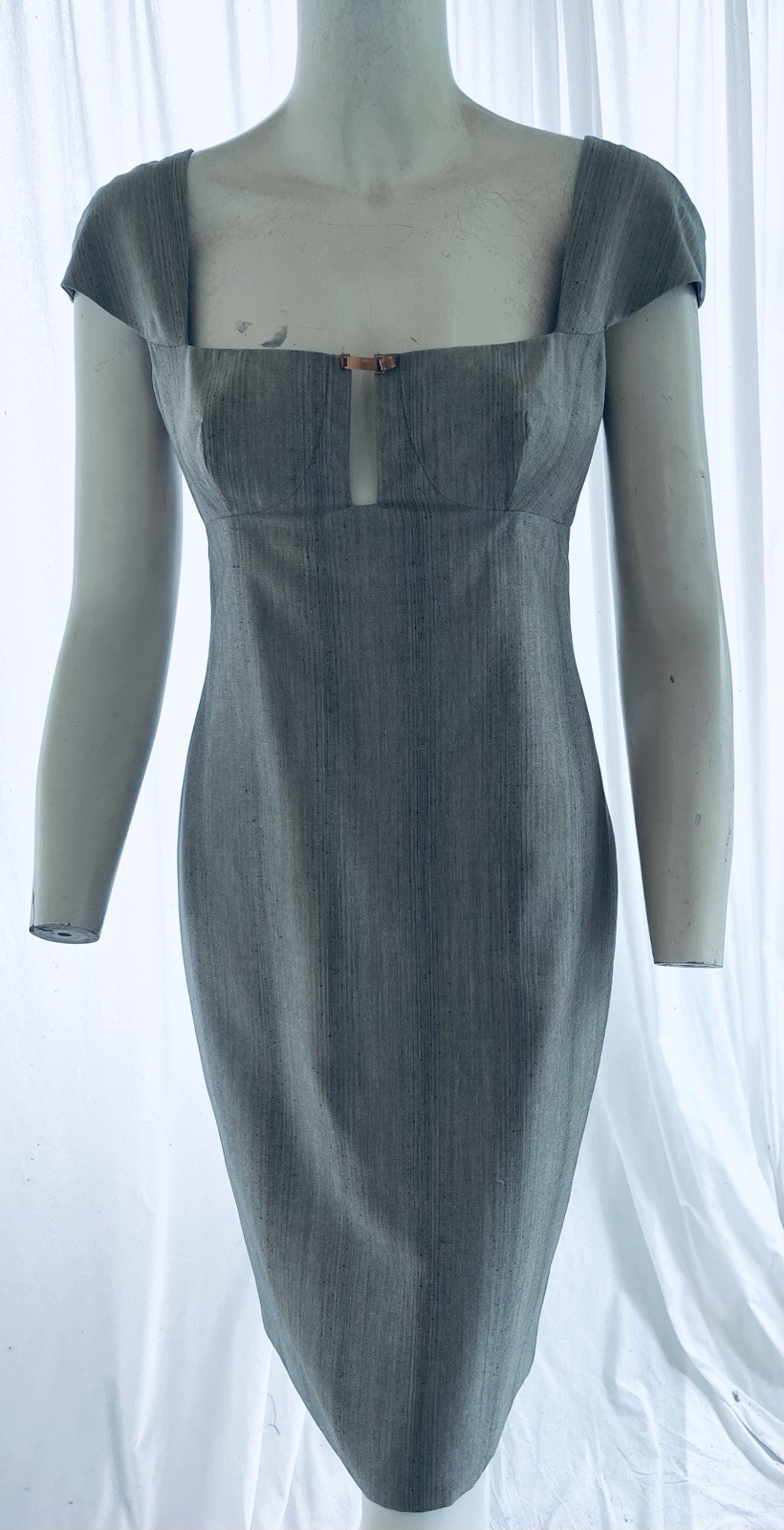 Gianni Versace Vintage 1990s Cocktail Dress Metal Logo Clasp Circa 94-96