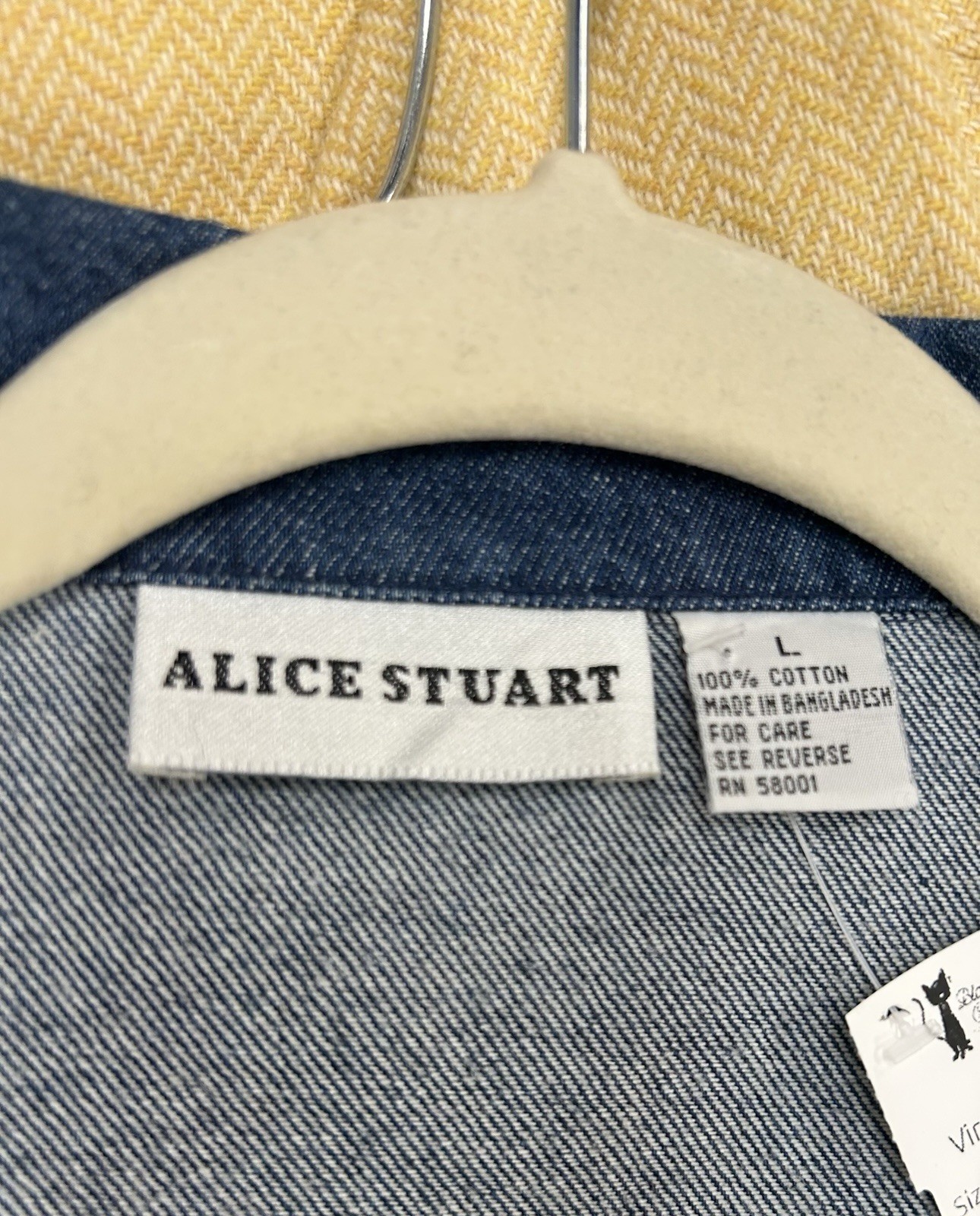 Vintage 90s Alice Stuart Cotton Denim & Rhinestone Blazer Jacket Large