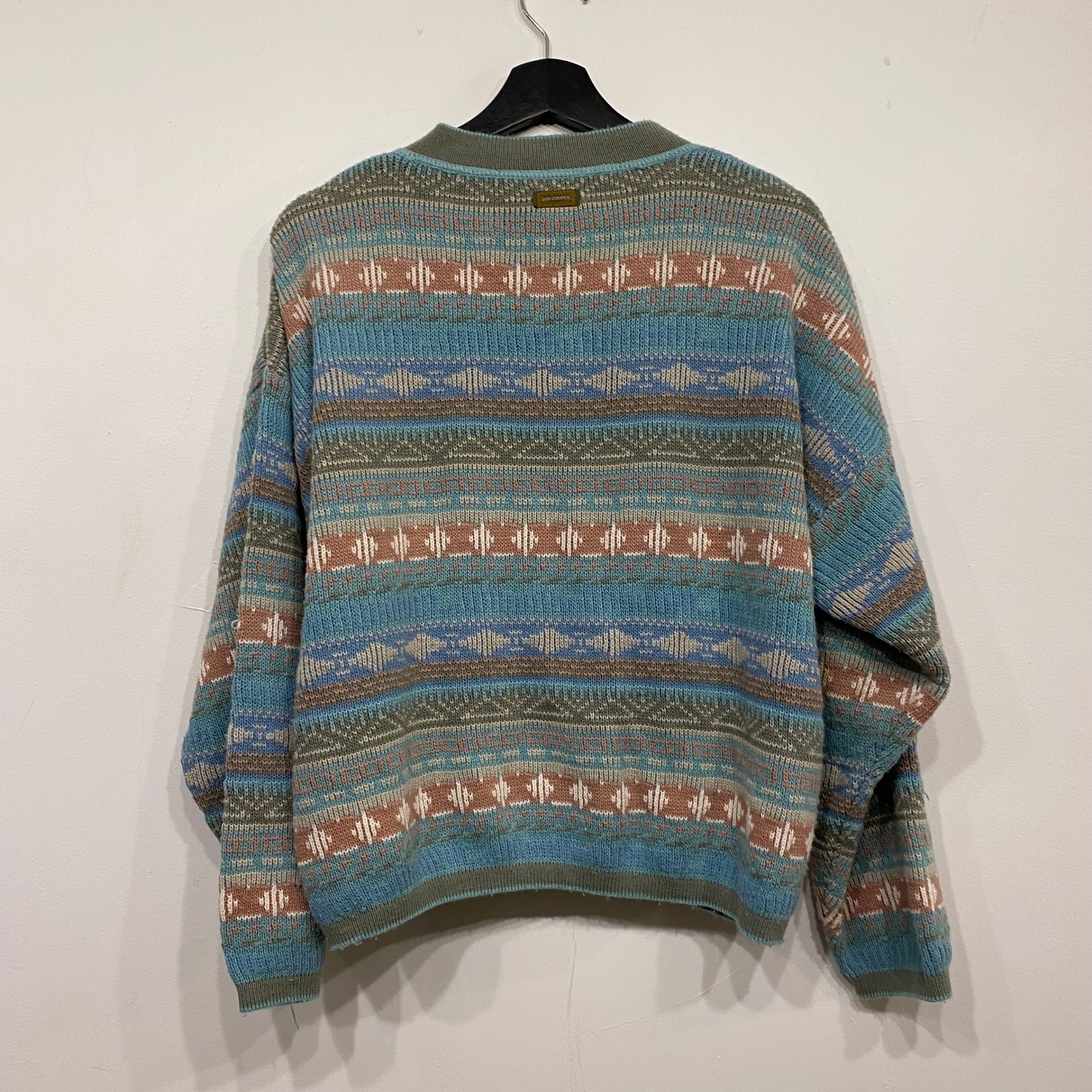 Lee Cooper Mystic Northern Vintage Fair Isle Cardigan Blue Green Geometric Multi