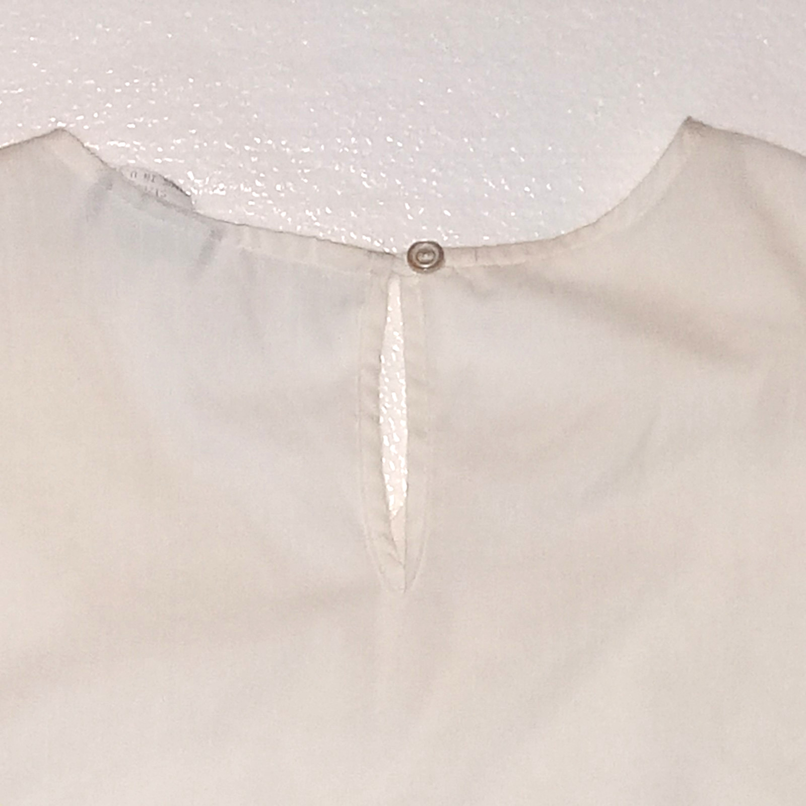 Elizabeth Williams Cream Blouse Size 16 Curved Neckline Classic See Through