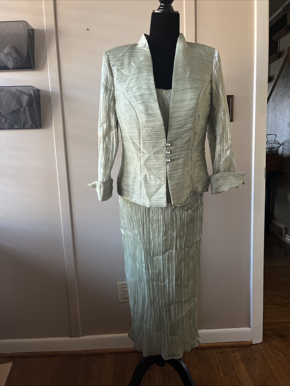 Vintage J.R. Nites By Caliendo Formal Dress And Jacket Set Sea Green Size 10