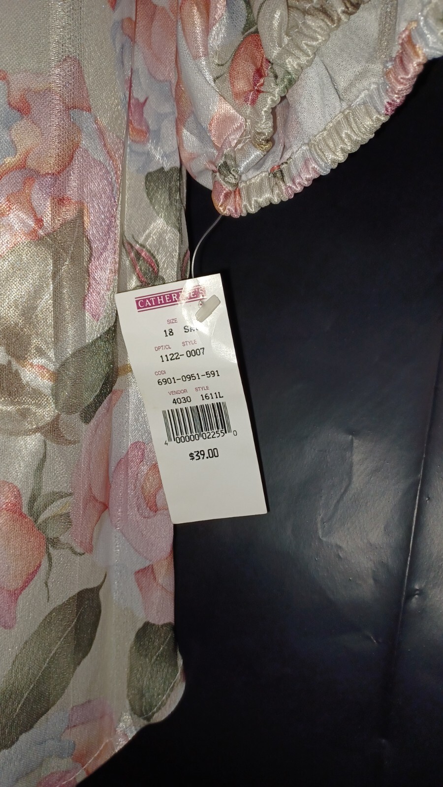 Vintage Top Notch 3 Button Peach Pink Unique 3/4 Sleeve Top 18 Blouse floral NWT