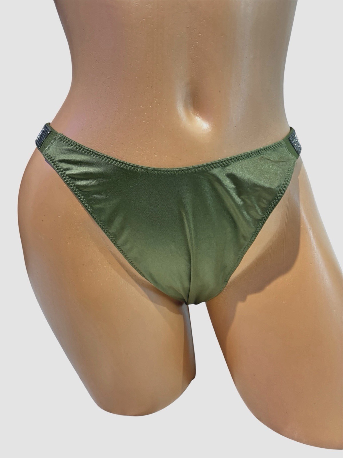 Victoria’s Secret Very Sexy V-String Thong Panty Green VS Logo Bling Size L