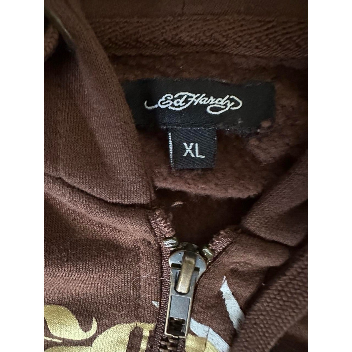 🤎 Vintage Ed Hardy Chocolate Brown Matching Tracksuit Set – XL