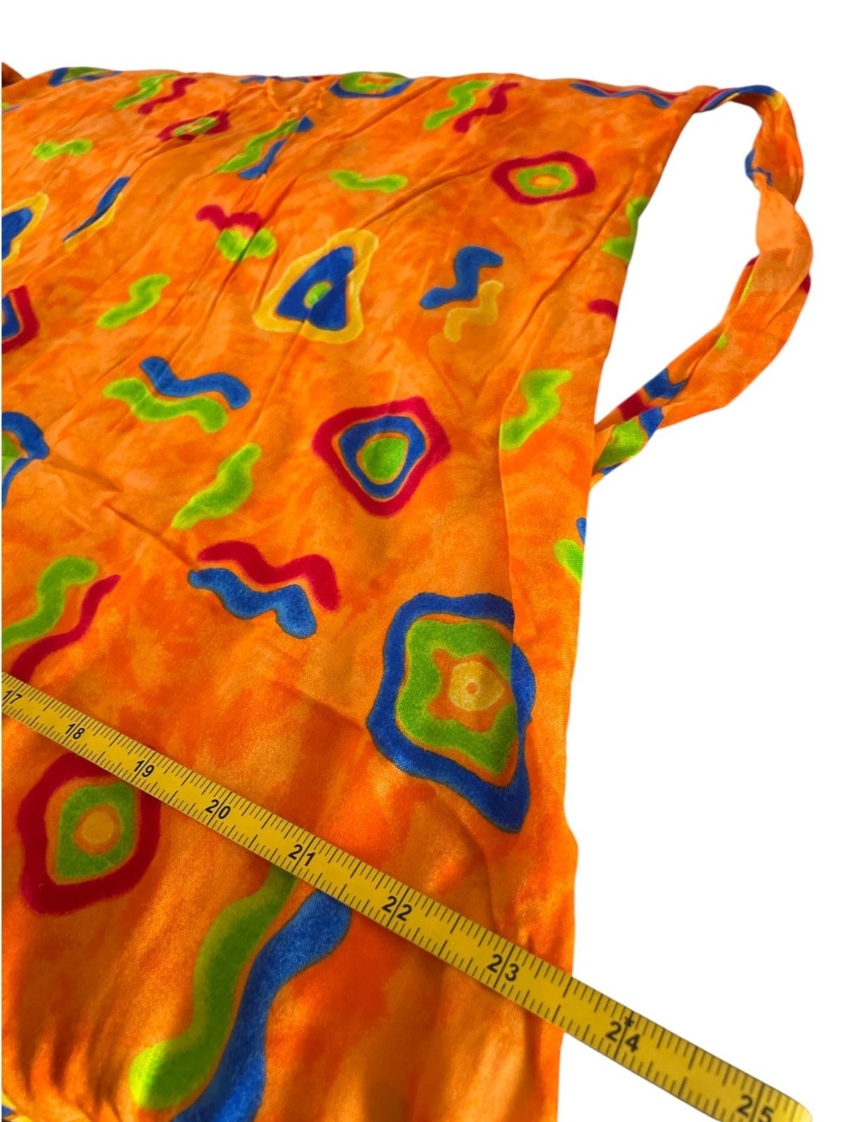 VTG 90s Groovy Rayon Maxi Dress Psychedelic Boho Sun Dress Sz S