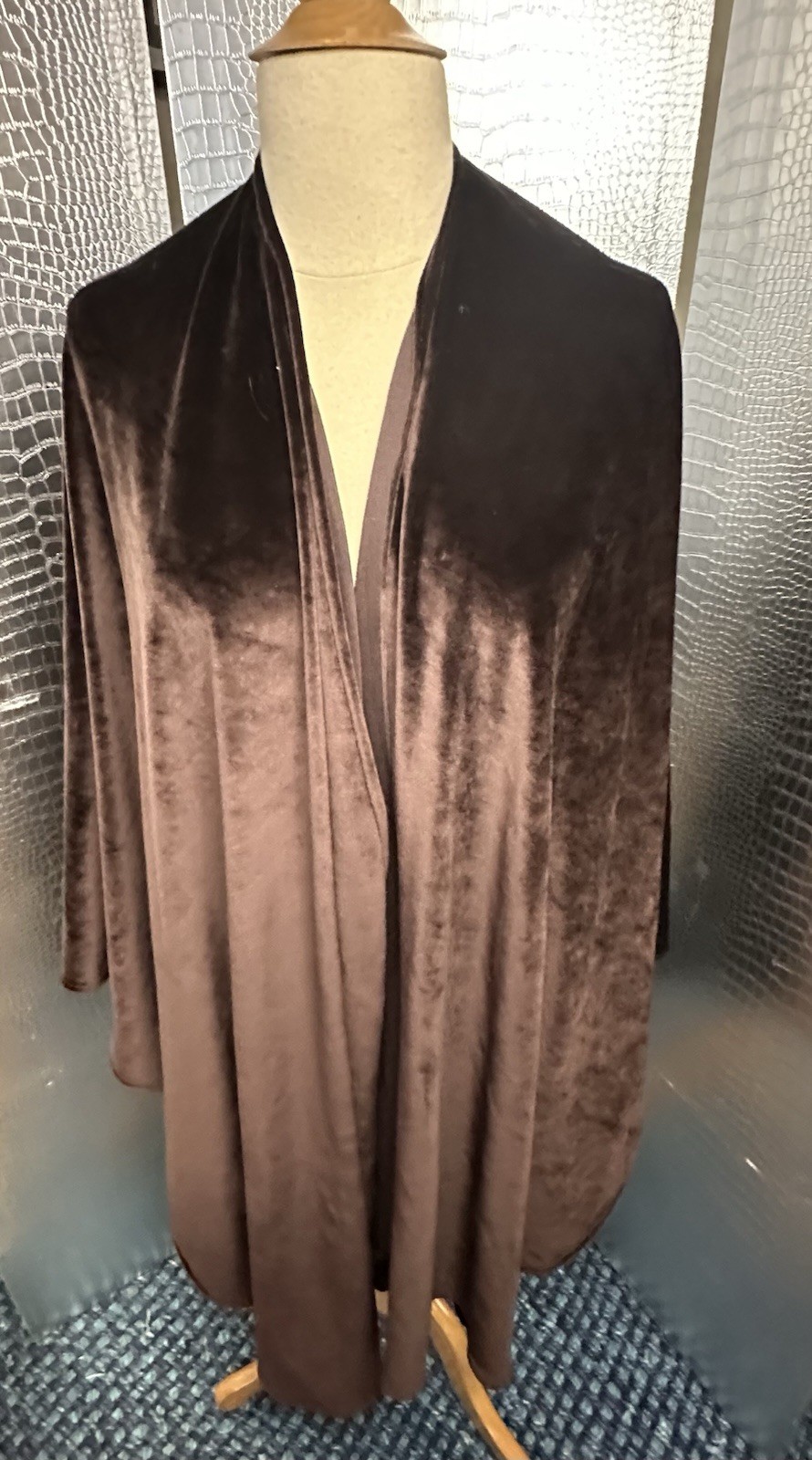 A Brod Vintage Chocolate Brown Velvety Cape