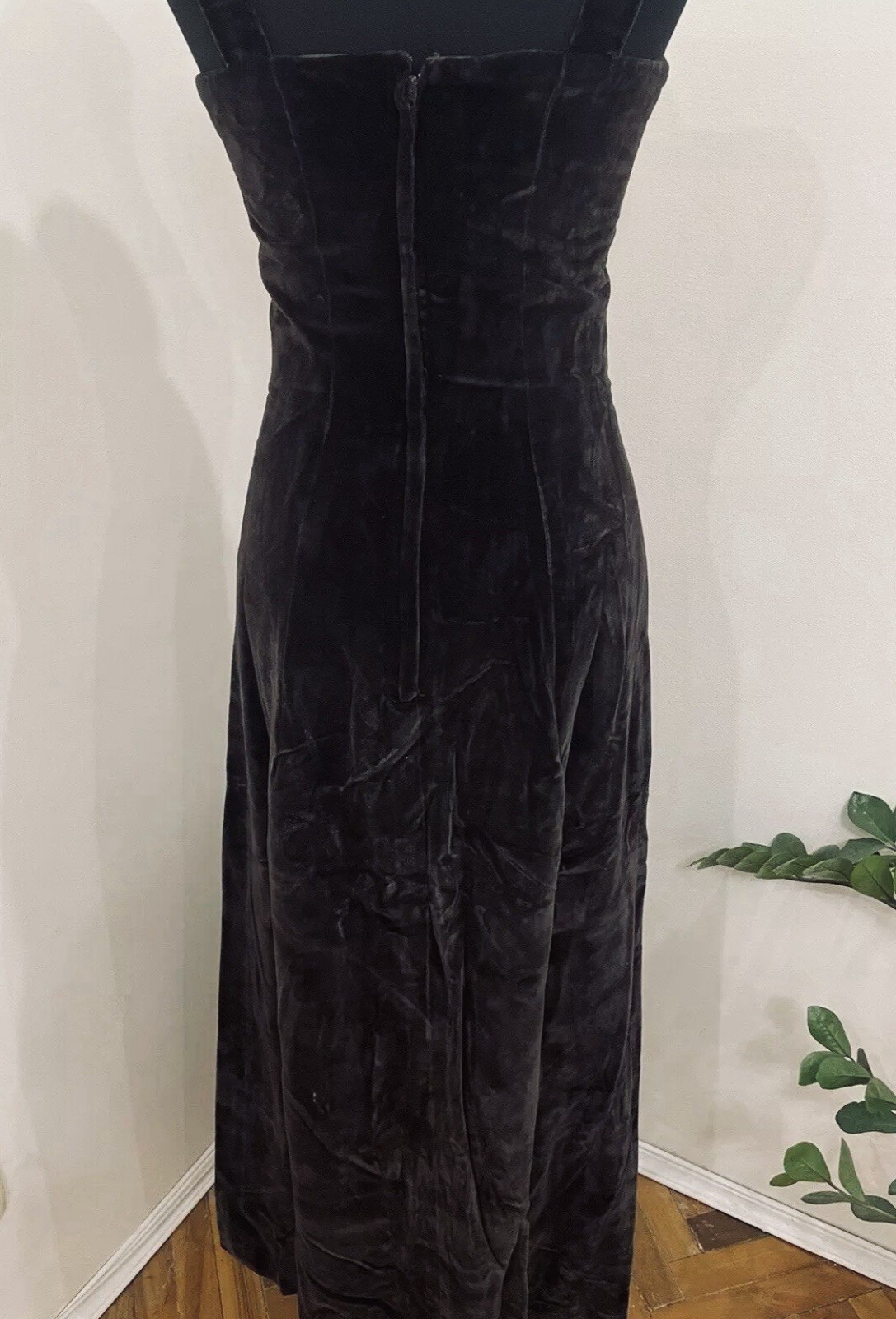 John Charles of London Vintage Velvet Dress Long Brown Evening Gown