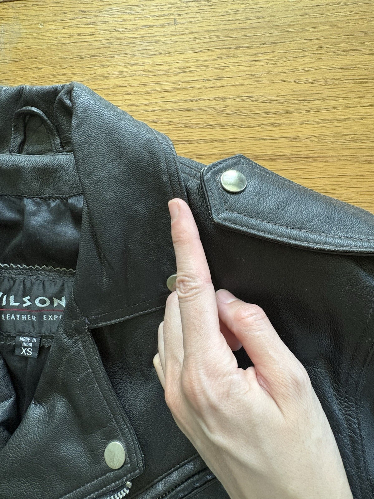 Vtg Wilson’s Leather Moto Jacket Cropped XS Biker Motorcycle 90s Punk Grunge Wmn