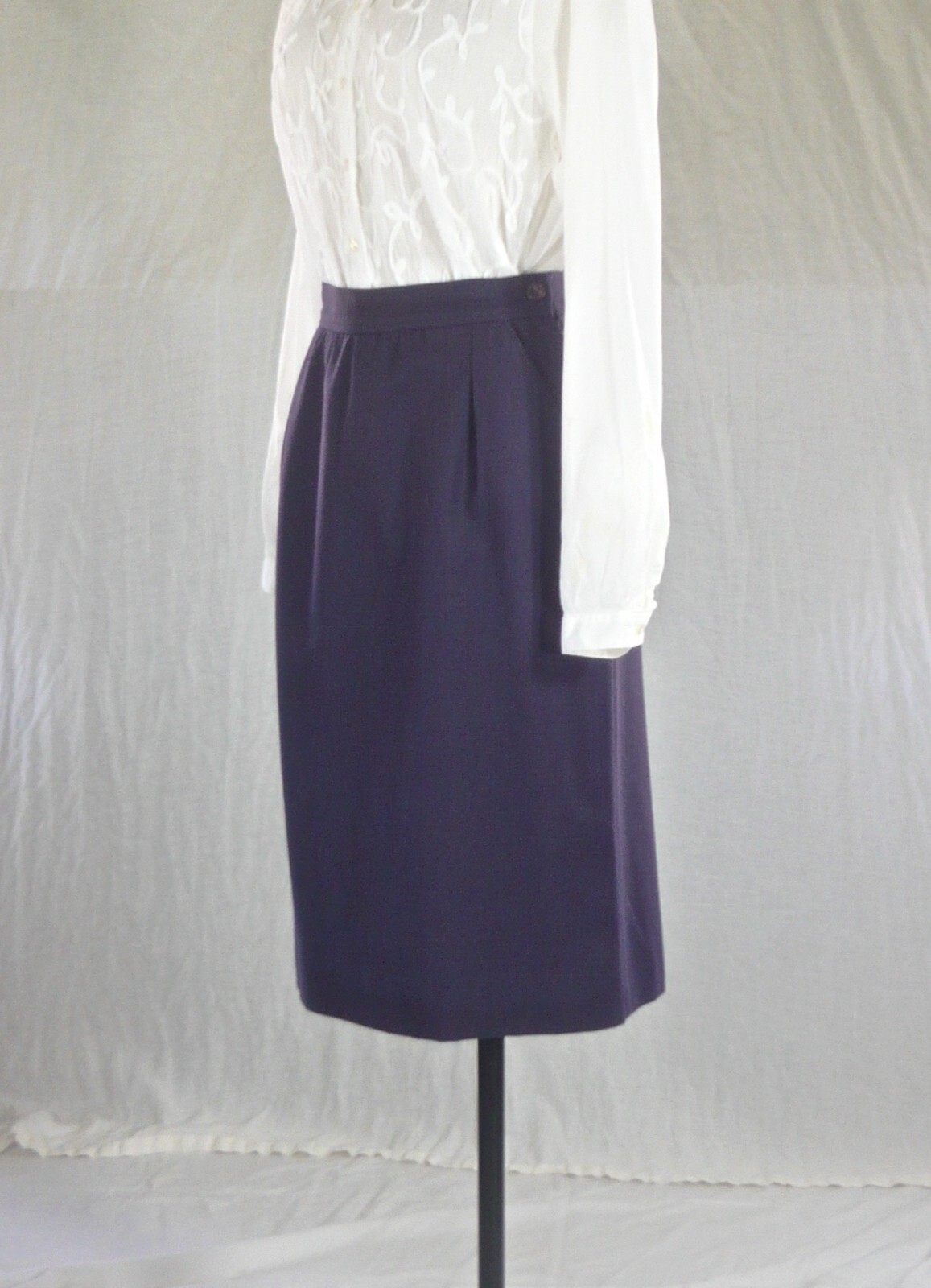 YVES SAINT LAURENT vintage 70s NAVY WOOL SKIRT French style deluxe 6