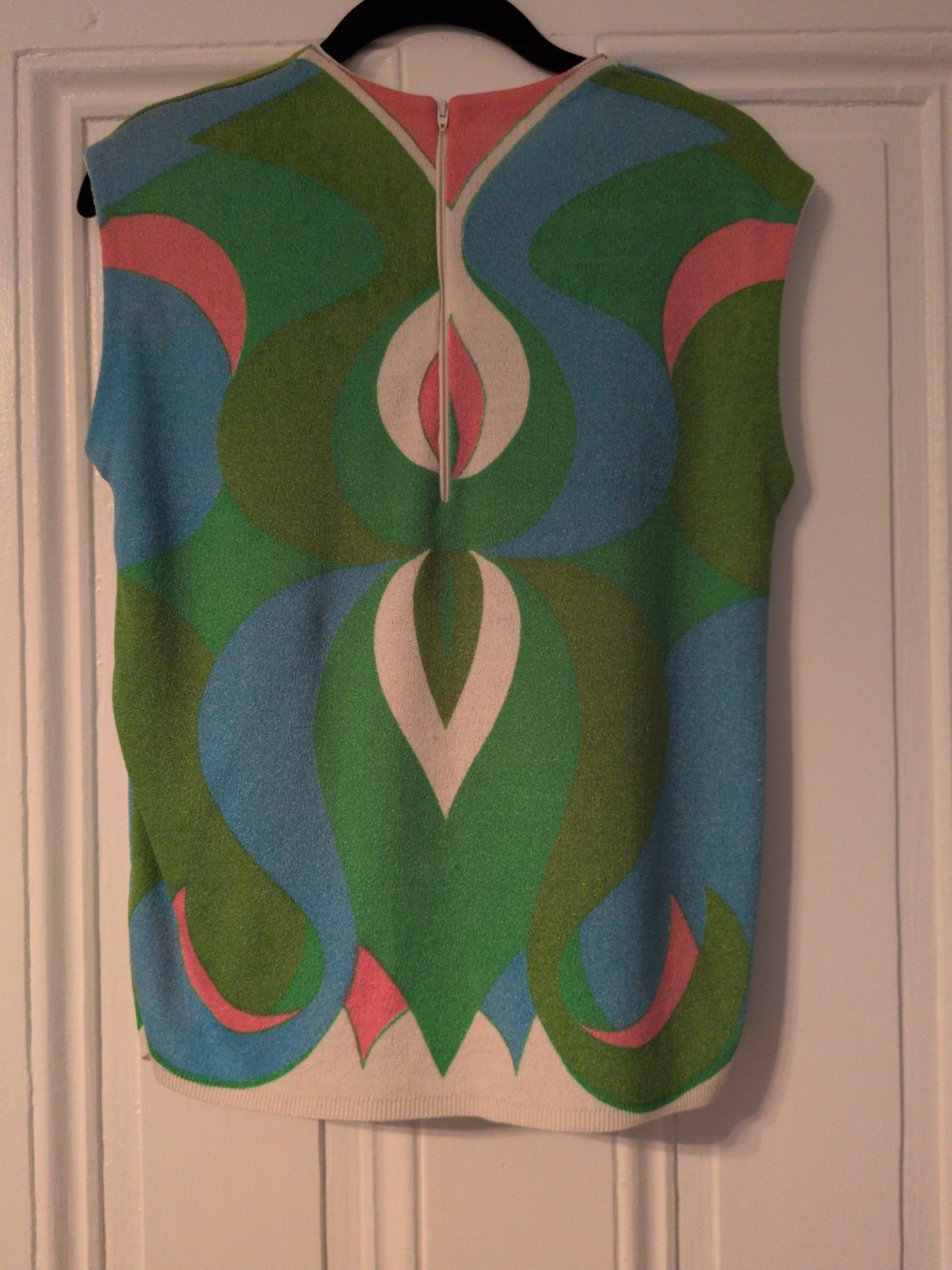 Ladies Sportempo Mod Sleeveless Psychedelic Print Shirt Size M USA Union Made