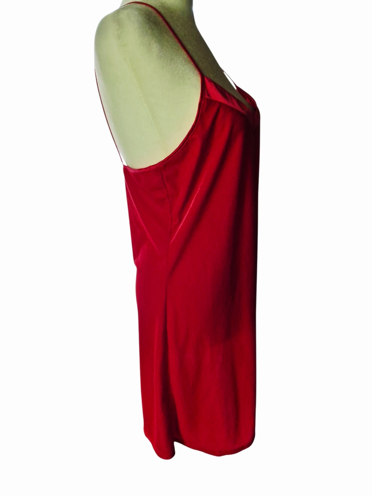 ​Vintage California Dynasty Red Velvet Velour Mini Slip Dress – Satin Trim – Sma