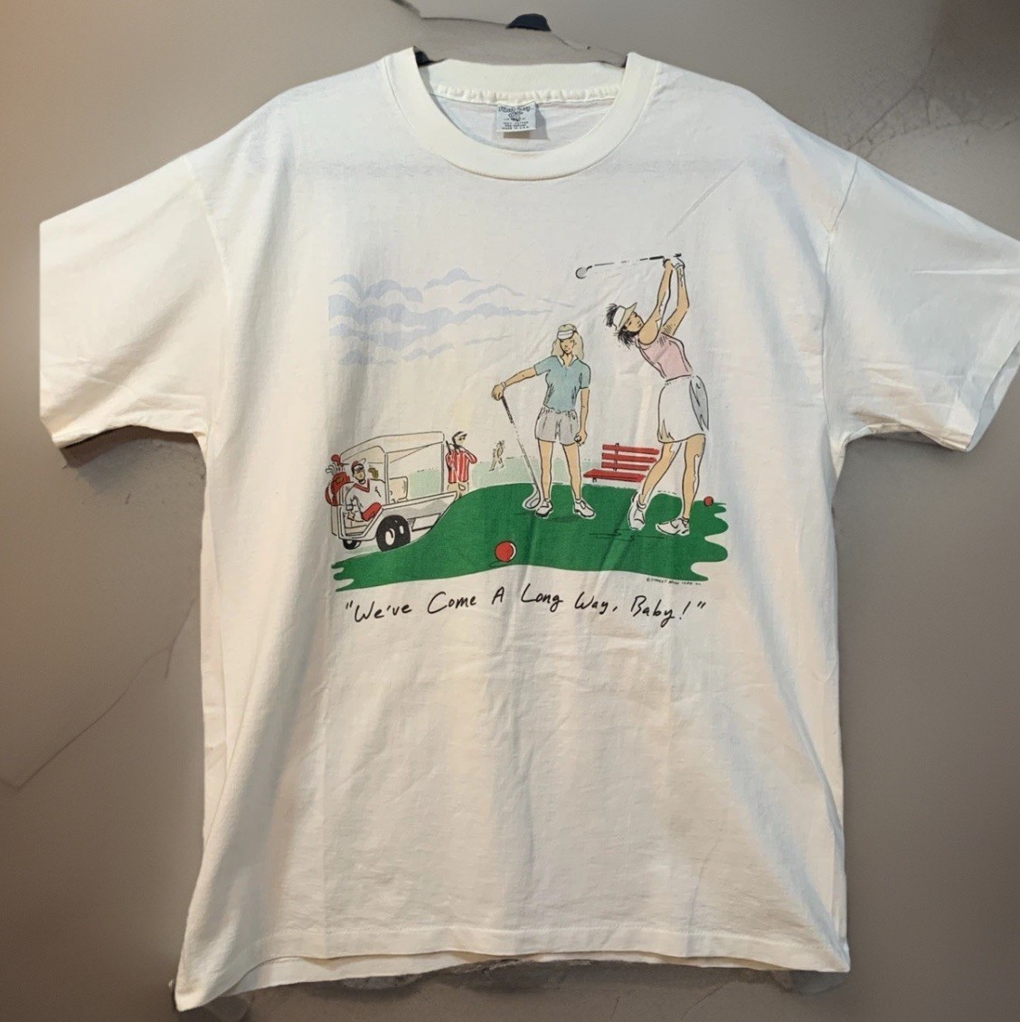 Vtg Street-Buzz T-shirt Size 3 Golf Single Stitch USA We’ve Come A Long Way Baby