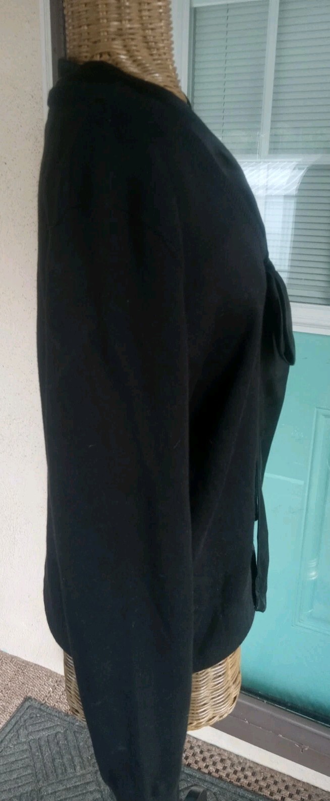 Vintage Black Silk/cashmere Long Sleeve Sweater, Medium, With Satin Detail