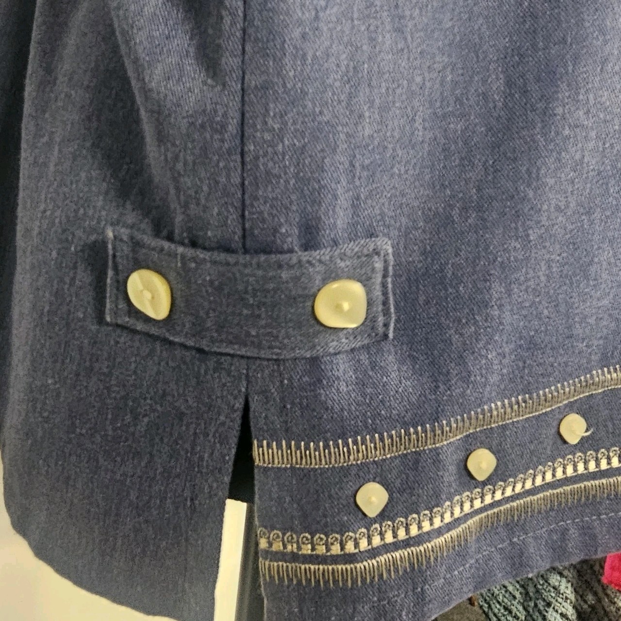Vintage Bon Worth Women’s Denim Blouse Embroidered Country Americana Size S