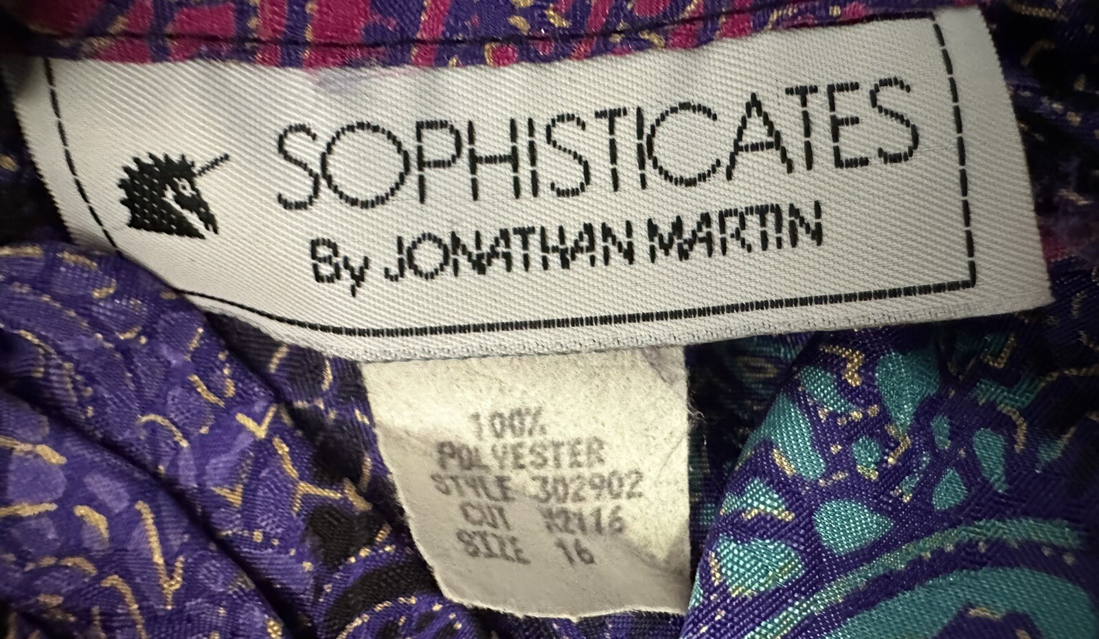 Vintage Sophisticates By Jonathan Martin Blouse Women 16 Purple Paisley Satin