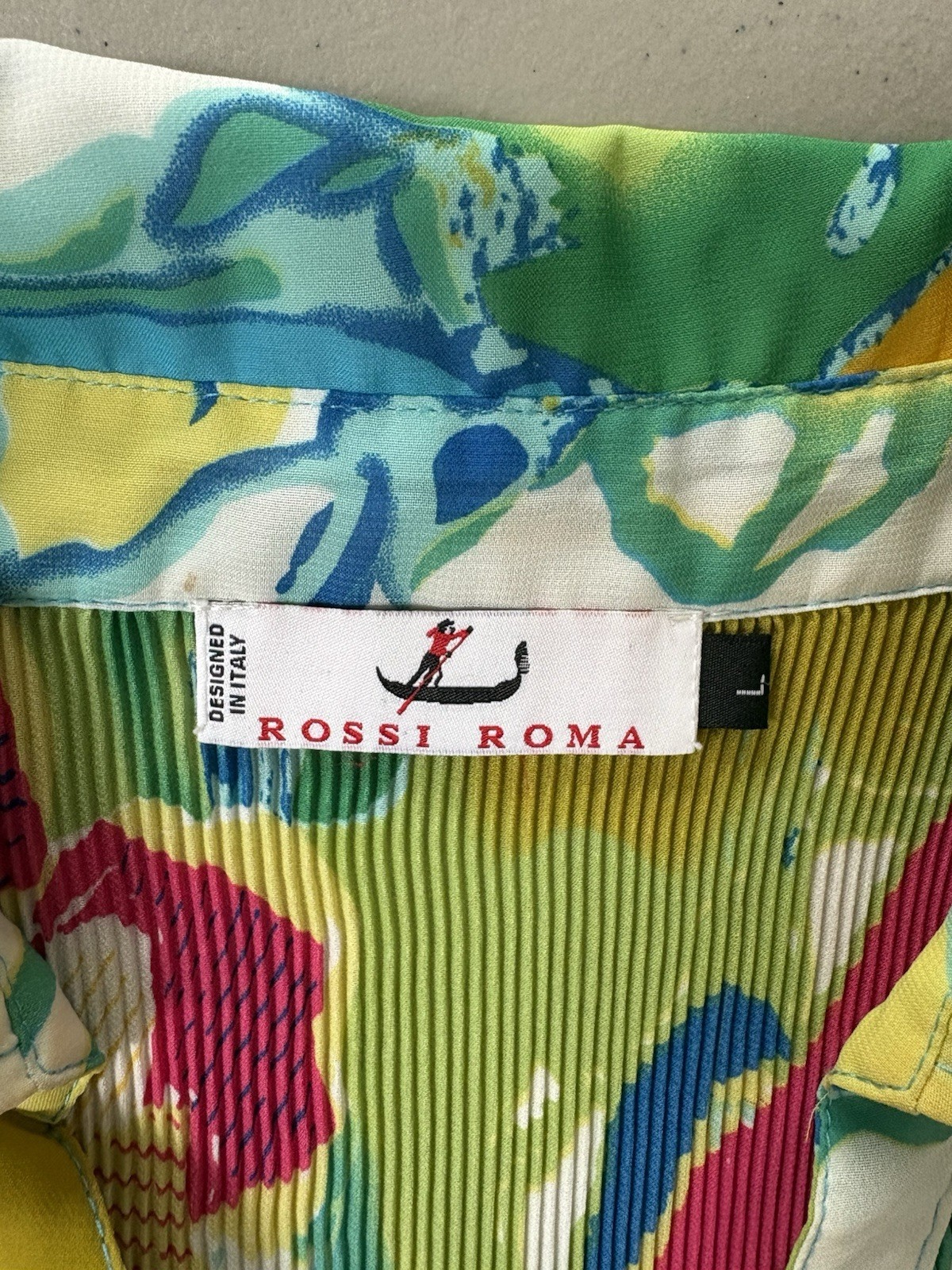 Rossi Roma Vintage Y2K Pleated Dress Womens Large Colorful