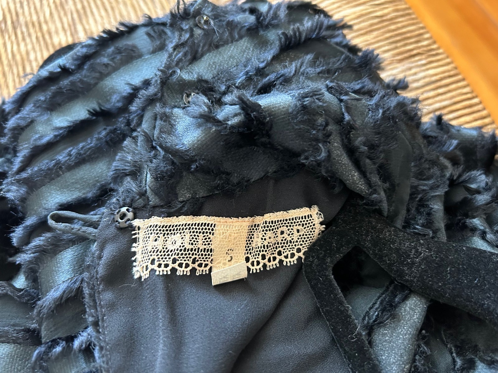Holly Harp Black Textured Chiffon Dress Sz. S Vintage