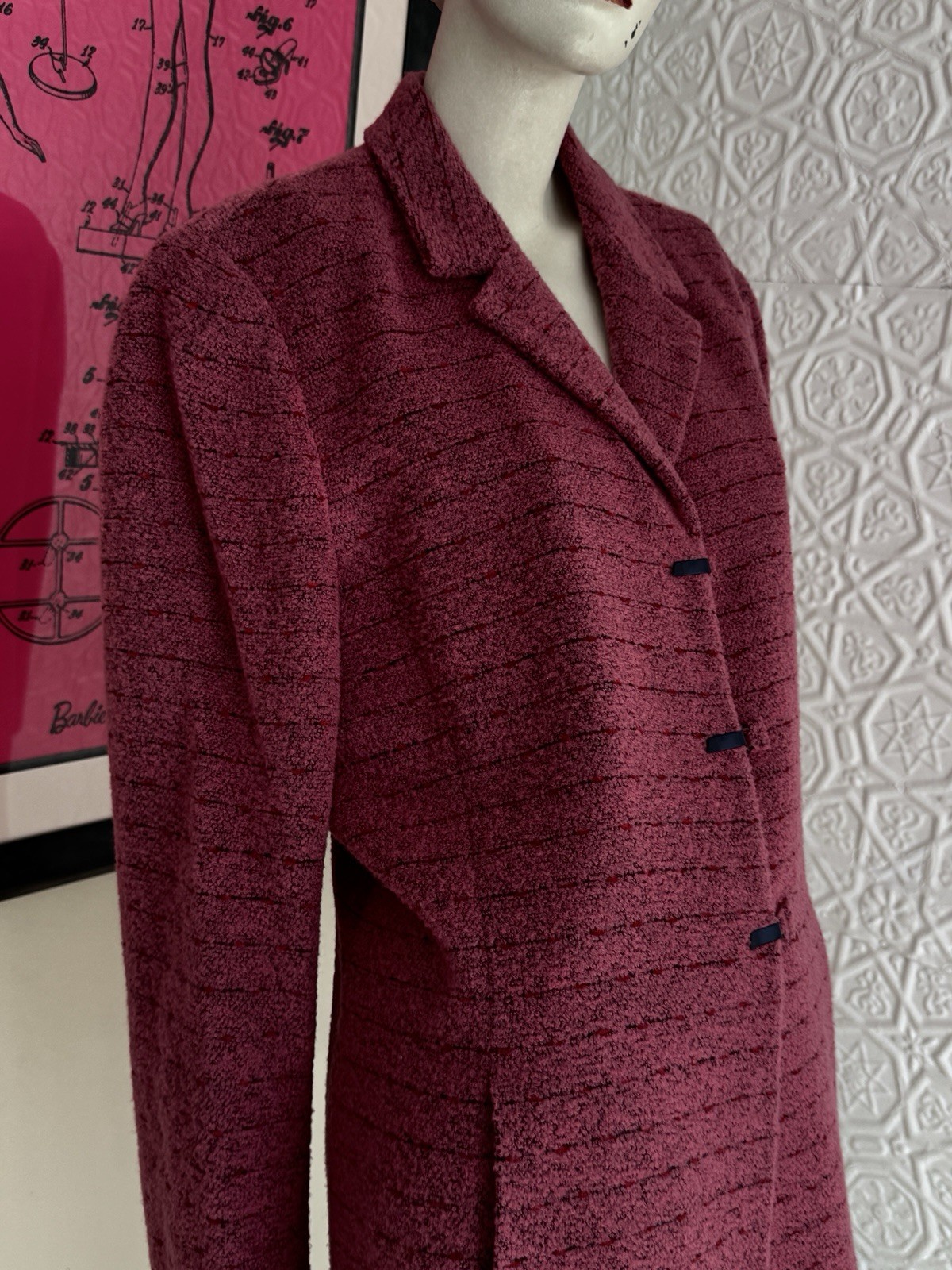 Vintage 1980s Carlisle Jacket-Pink-Fluffy-Business Casual-Outerwear-Medium/Large