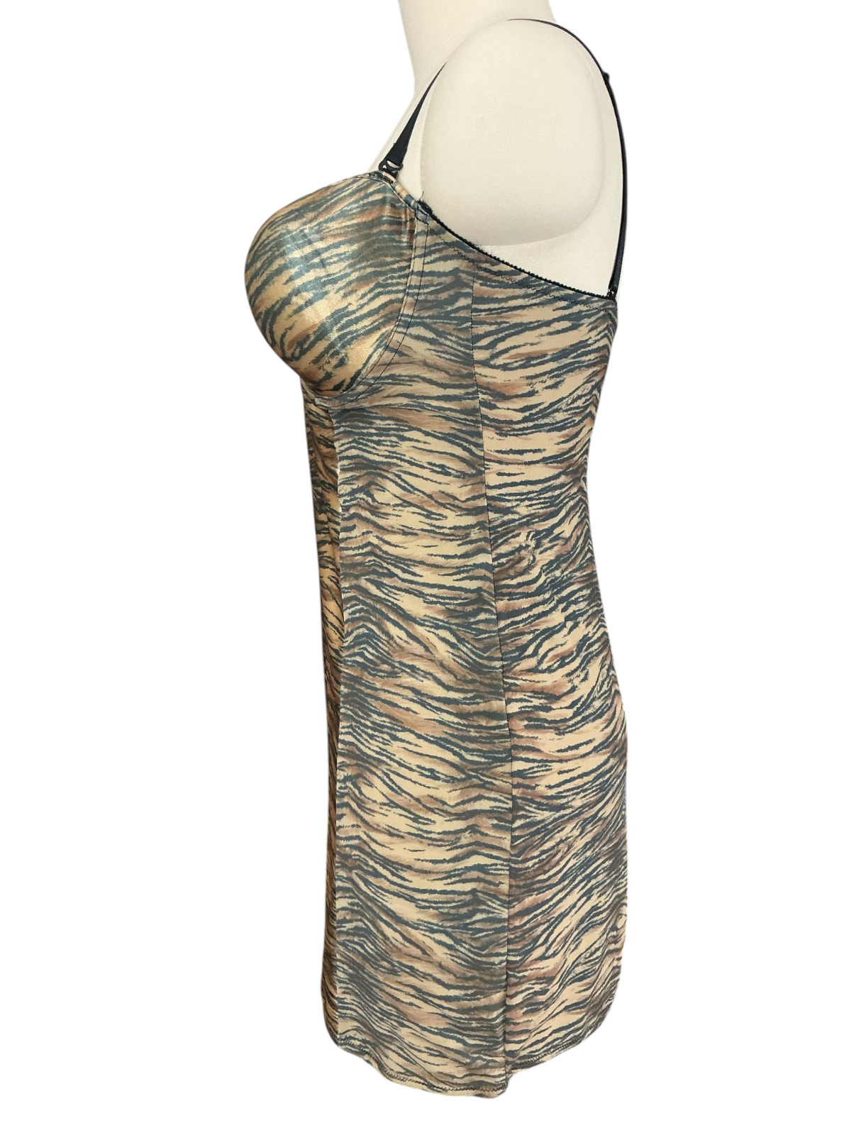 Vintage Frederick’s of Hollywood Tiger Print Slip Chemise Shaper Dress 5781P 40D