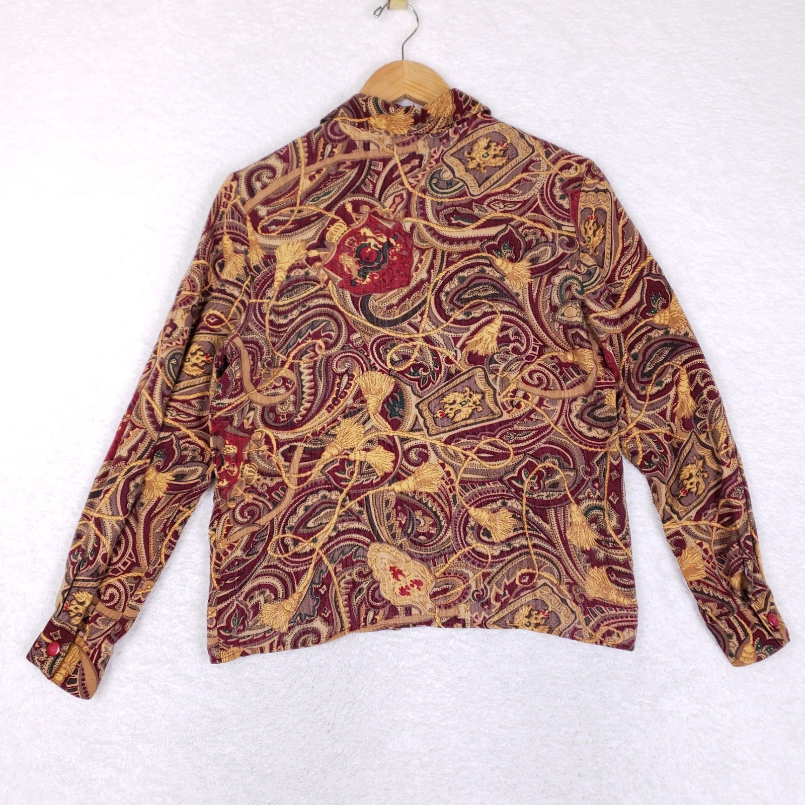 JOAN LESLIE Button Up Shirt Womens 8P Regular Fit Multicolor Paisley Vintage
