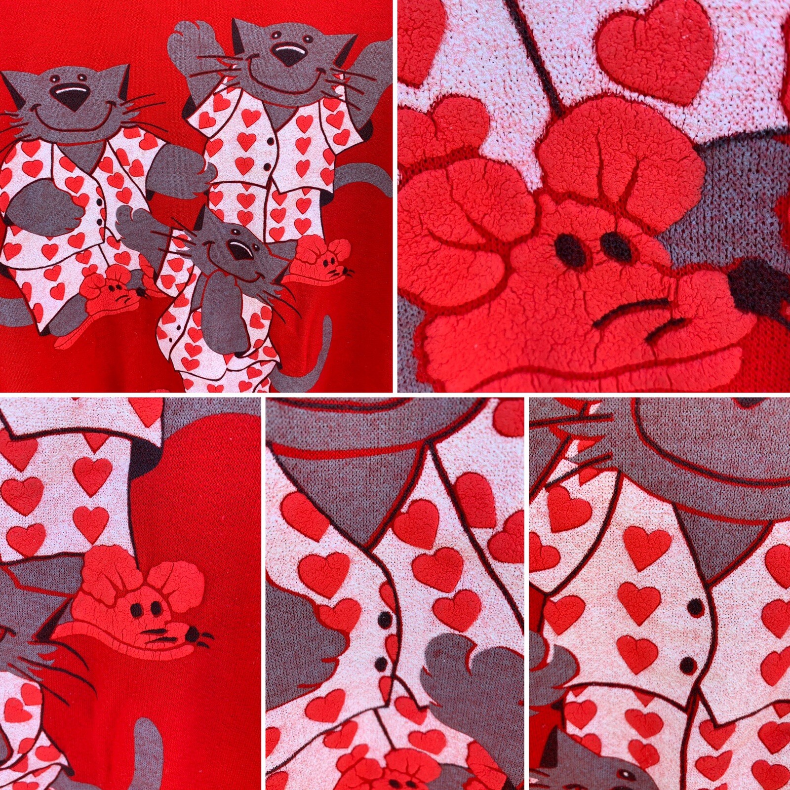 Vintage Cat And Mouse Sweatshirt Cats In Pajamas Scarab San Francisco L 80s