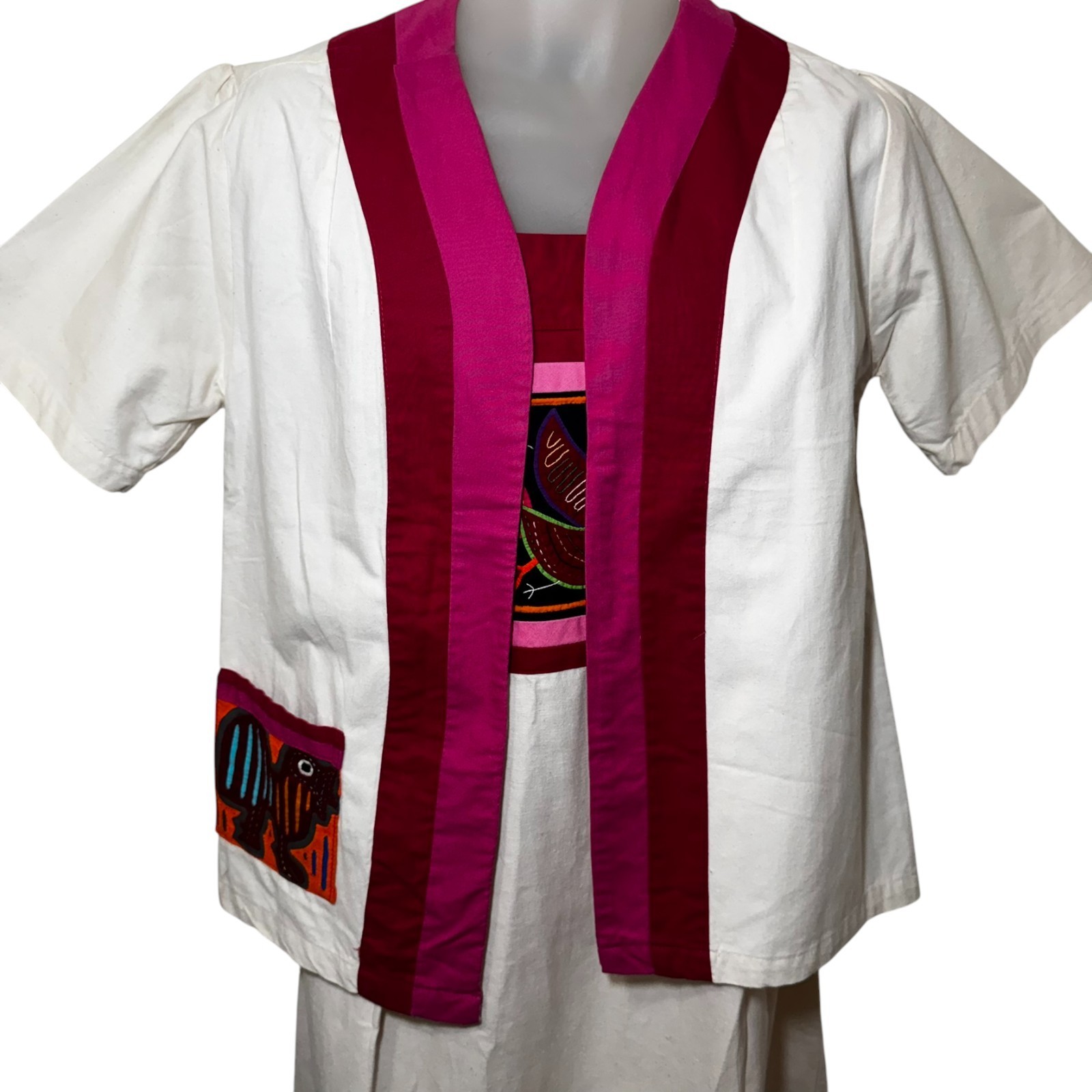 Crossroads Texas Jacket & Dress Set Mola-Style Appliqué Ethnic Art Resort Wear
