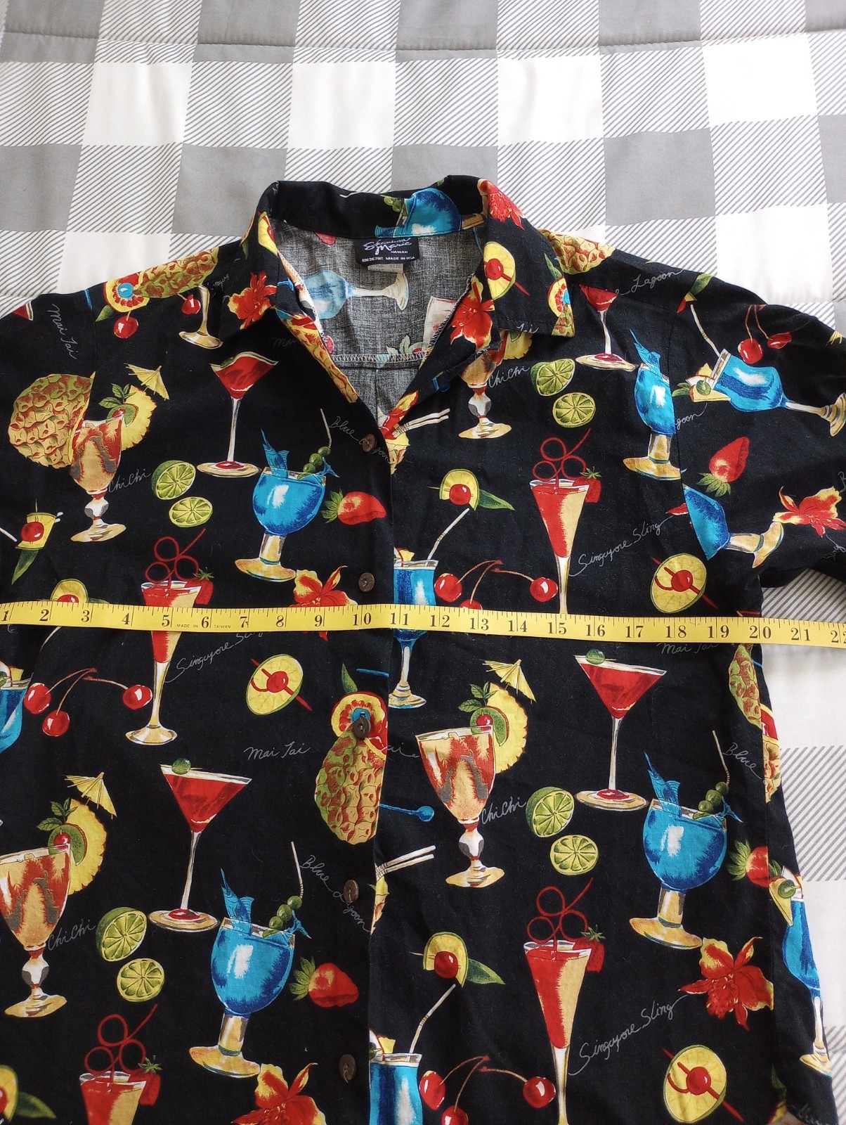 Women’s VTG Shannon Marie Hawaii Cocktail Print Top Large