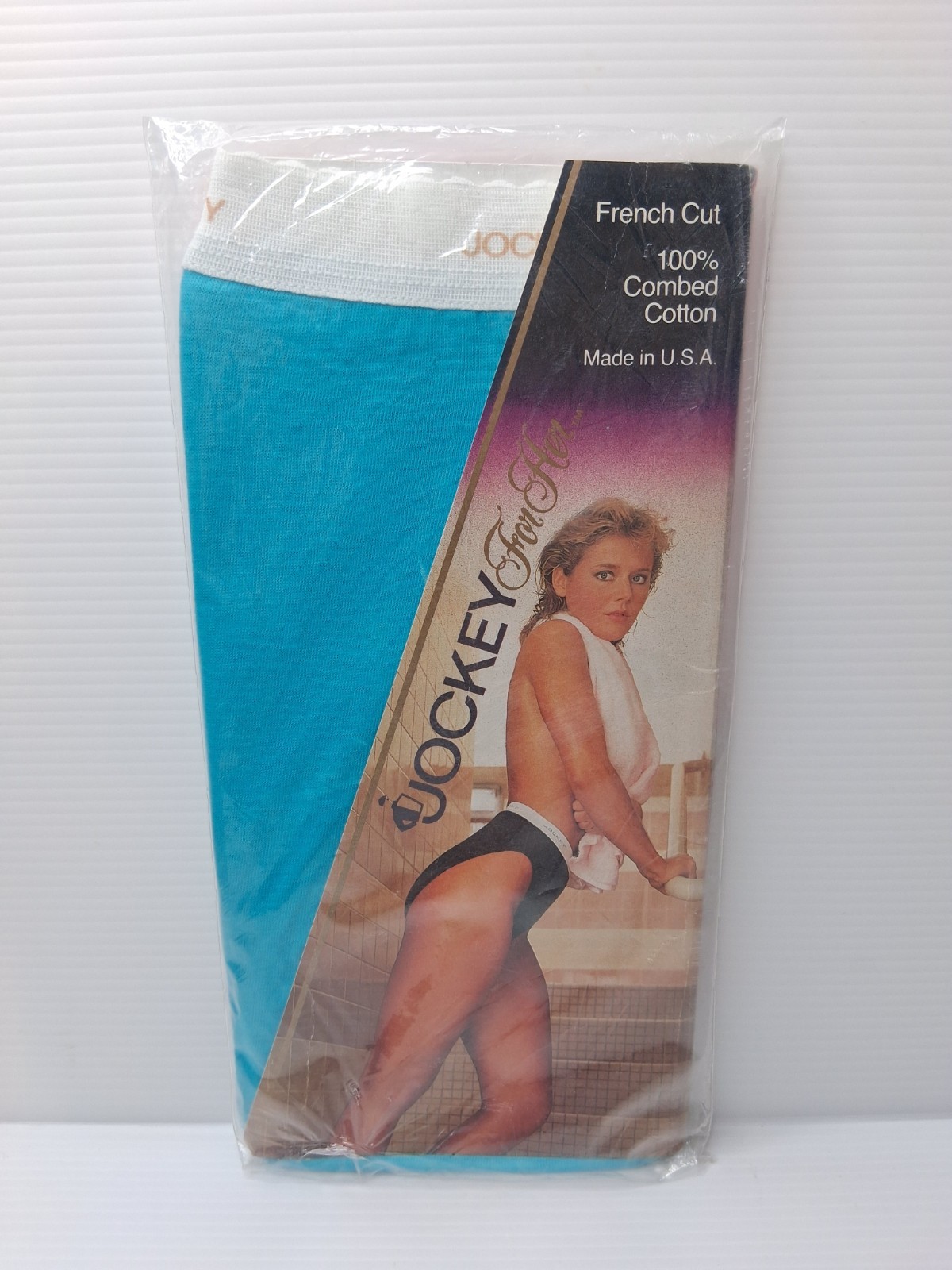 Vintage Jockey For Her French Cut High Waisted Brief Panties Blue Size 7 Large