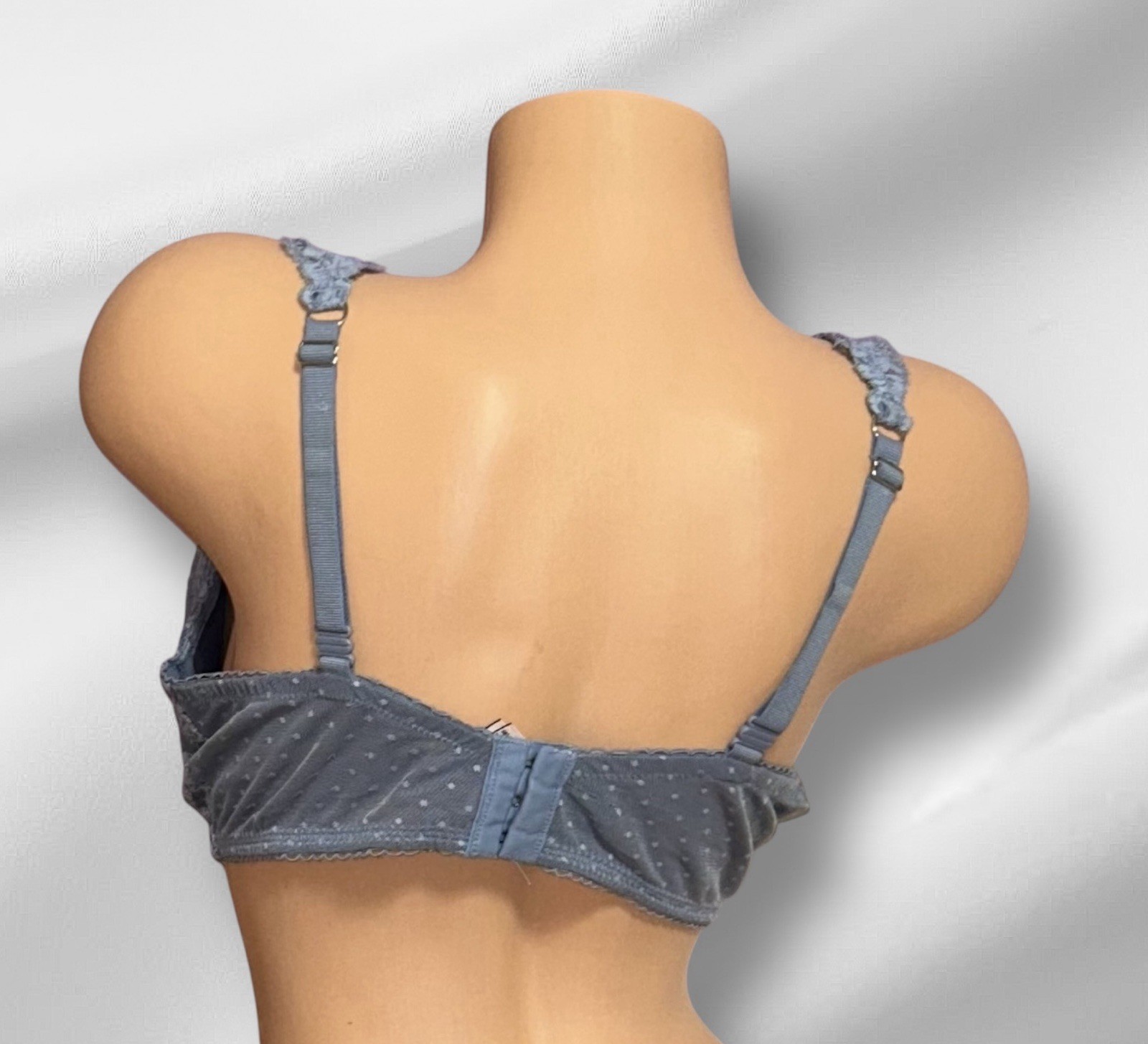 Victoria’s Secret Dream Angels Lined Demi Blue Sheer Lace Overlay Bra 38DD