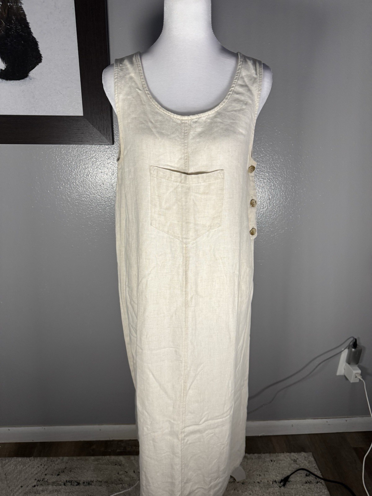 Vintage 90’s Linen Dressing Clio Boho Sleeveless Maxi Dress Women’s s Medium