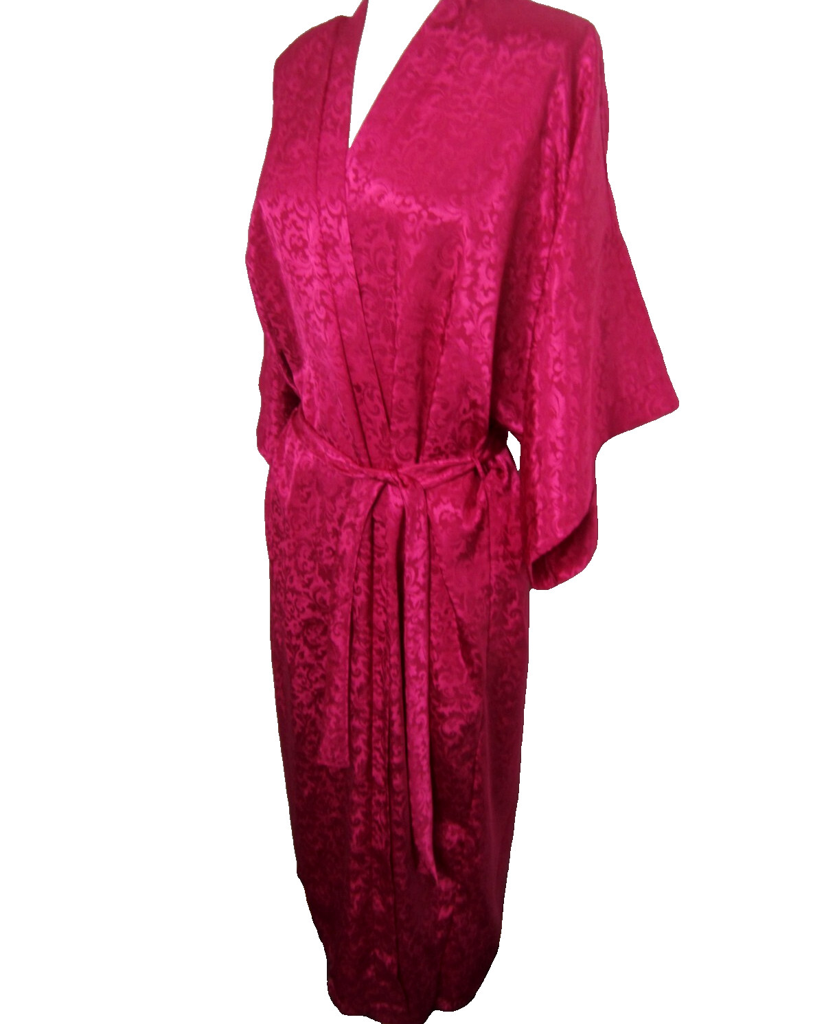 NEW Vintage Lucie Ann II Kimono Robe Women’s M Magenta Paisley Satin USA