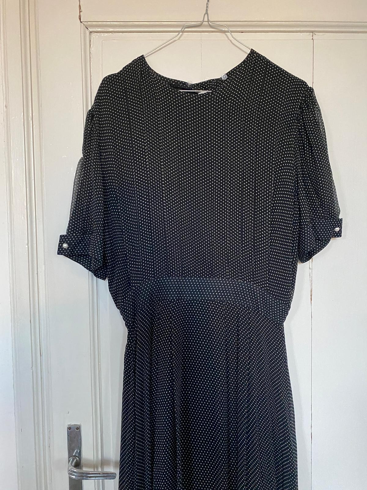 Nancy Johnson Vintage Silk Polka Dot Voile Long Dress Size 44