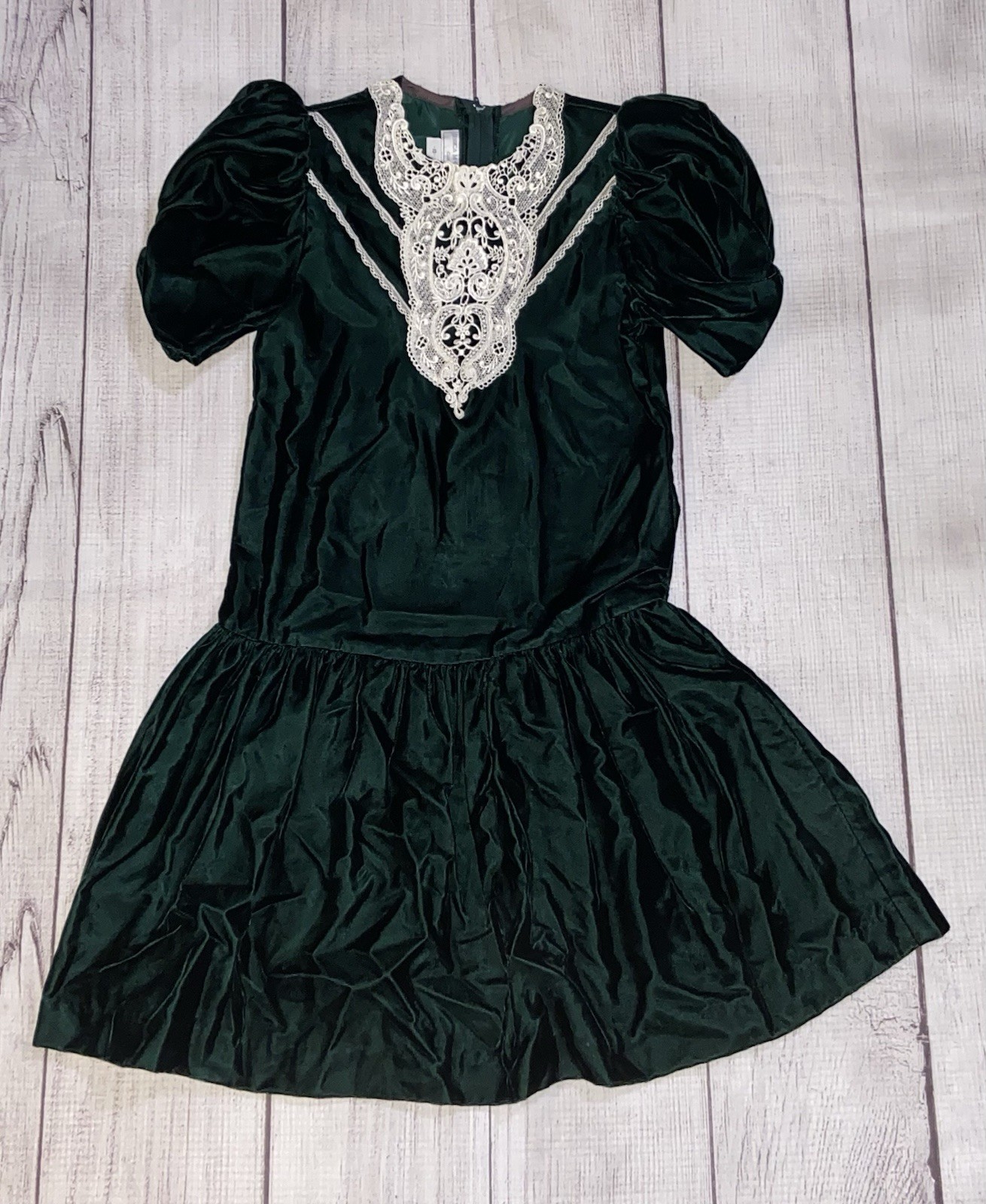 Vintage Jessica McClintock Gunne Sax Green Dress Size 10 Made In Mexico