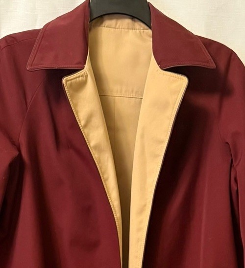 Vintage Eitenne Aigner Women’s 14 Reversible Car Coat Tan & Burgundy Hong Kong