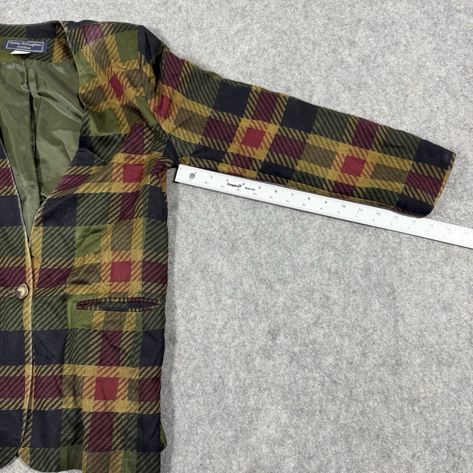 Norton McNaughton Vtg Open Front Blazer Women’s Size Petites 4 Multicolor Plaid