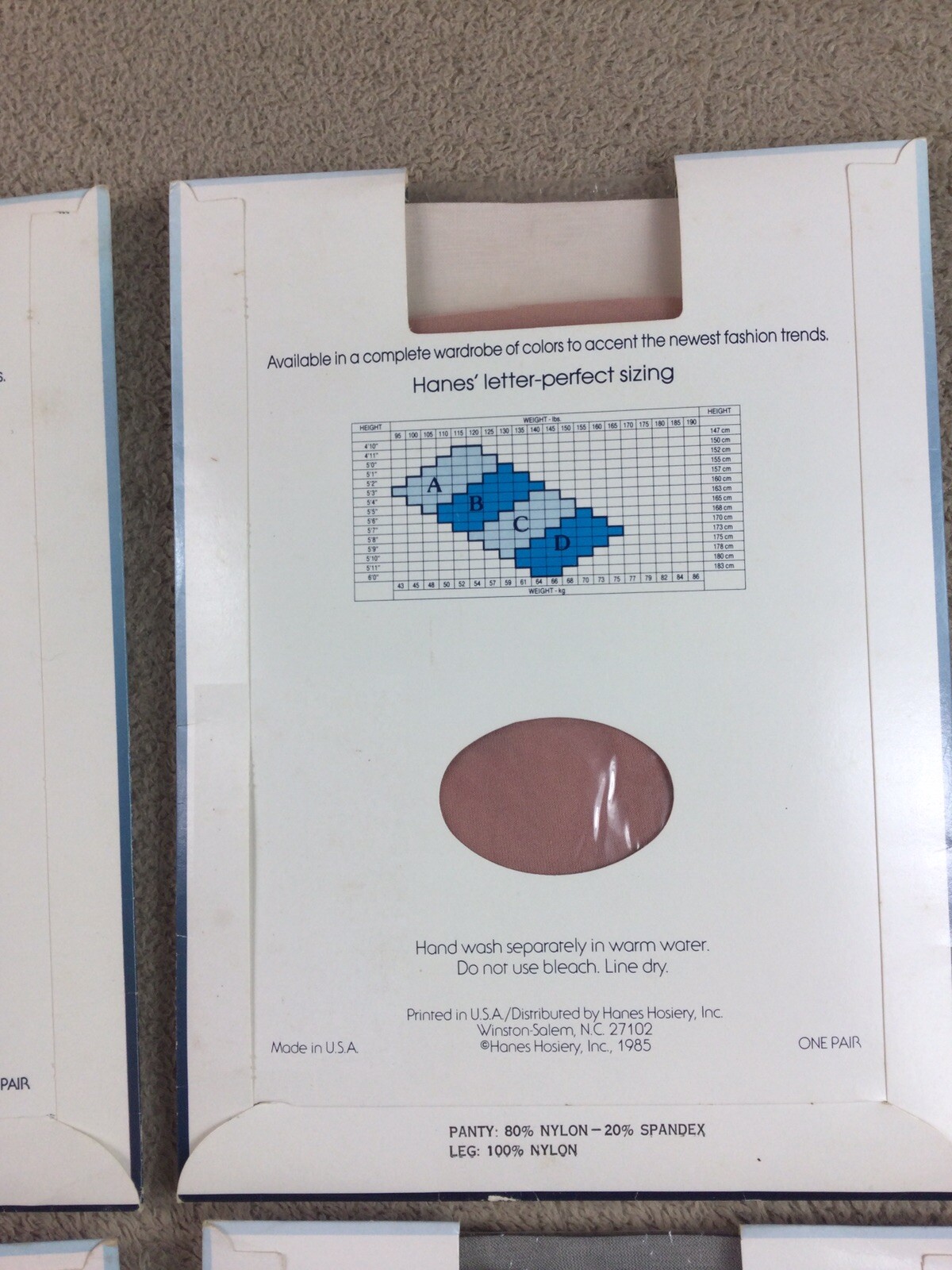 Vintage Hanes Textured Pantyhose Size A 1985 Assorted Colors