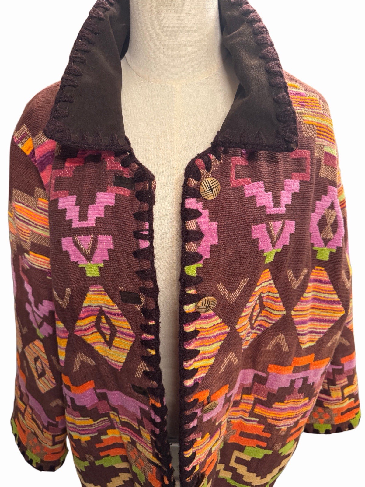 Vintage 90’s Cedar Canyon Woven Aztec Southwestern Tapestry Jacket Sz L