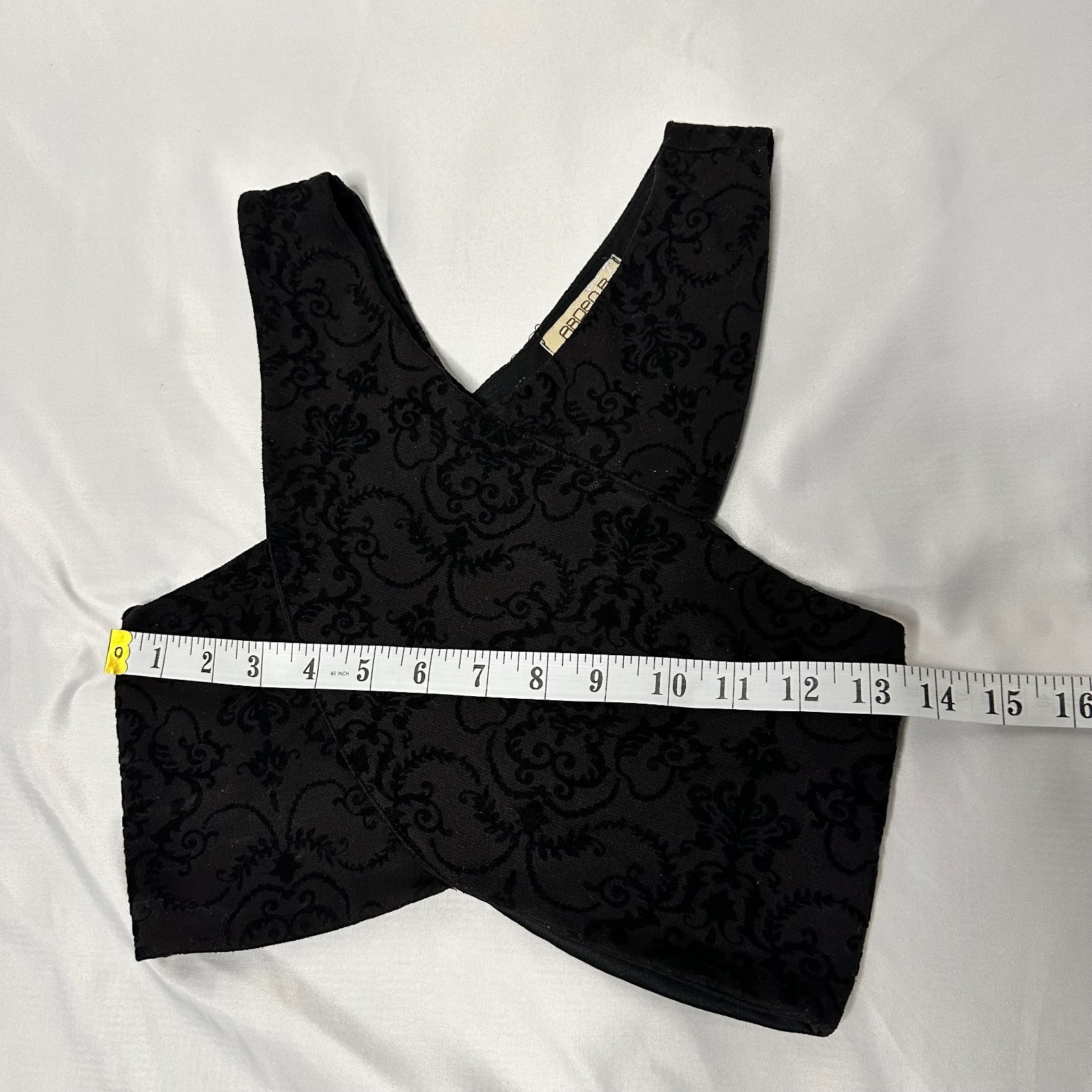 Vintage 90s Y2K Goth Arden B Black Velvet Crop Top Small Women Clubwear Filigree