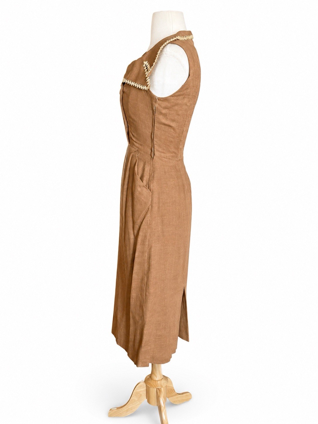 1950s Vintage Brown Dress Pencil Skirt Rockabilly Paramount Studios 50s