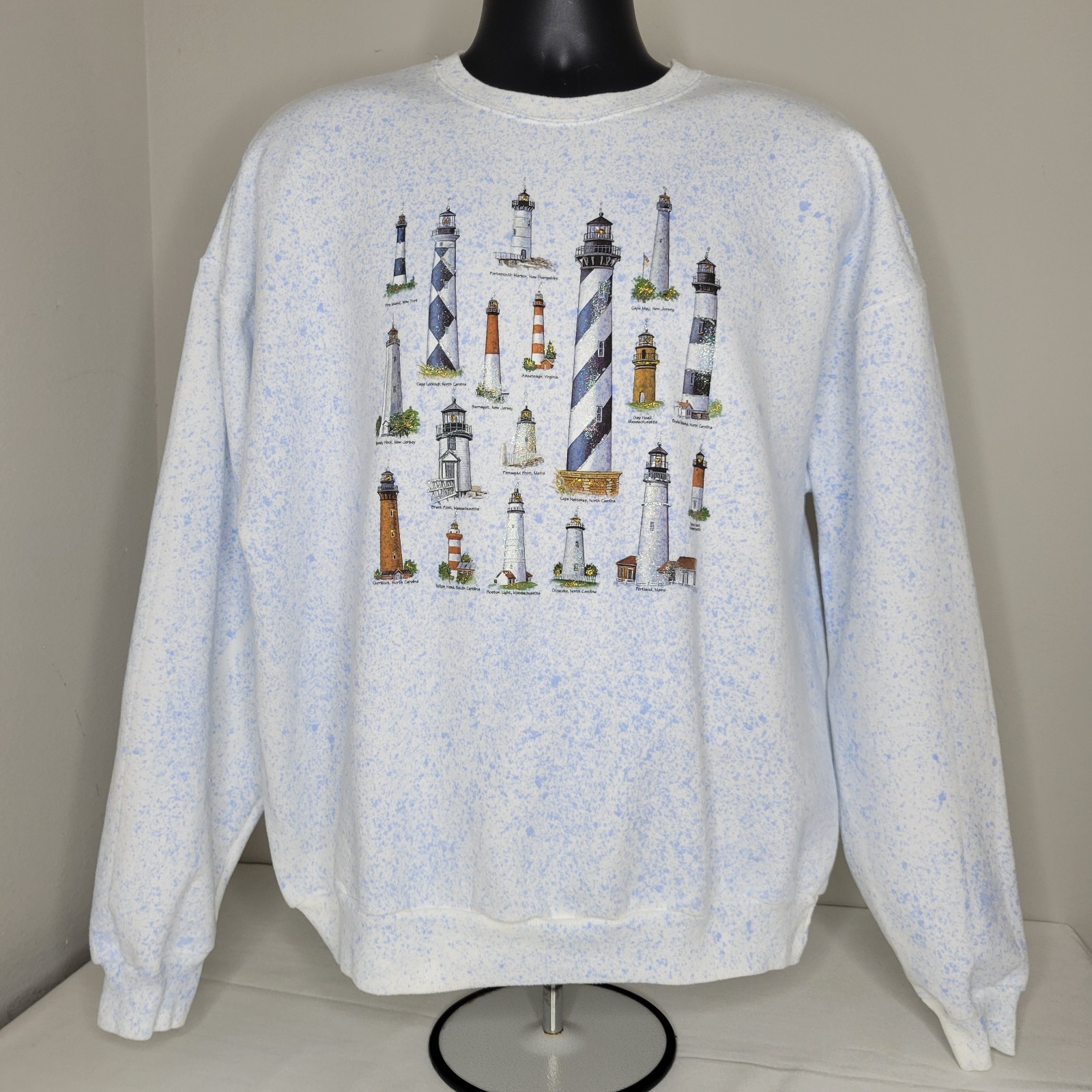 Vintage Hanes East Coast Lighthouses Women’s Crewneck Color Splash Sweatshirt XL