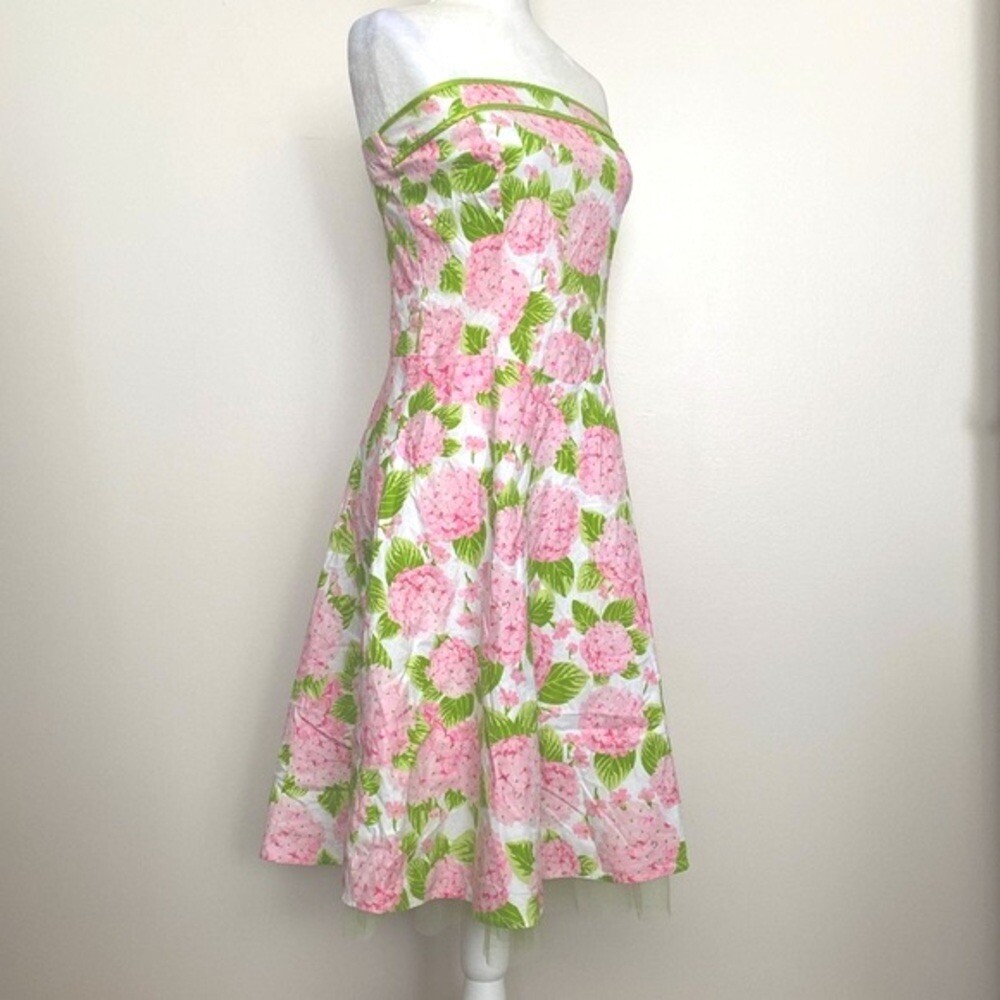 Ruby Rox vintage 90’s pink and green floral strapless dress