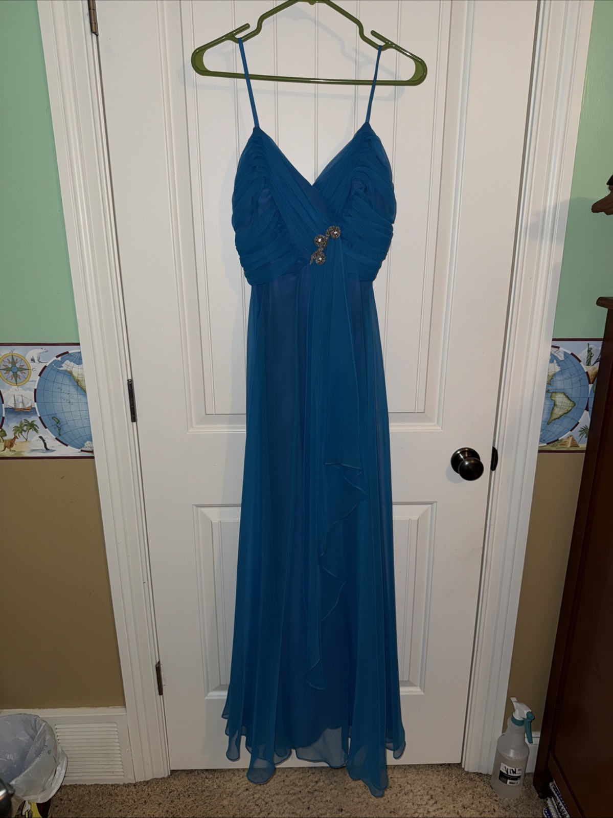 Vintage Handmade Gorgeous Blue Gown Prom Homecoming Wedding Guest Dress