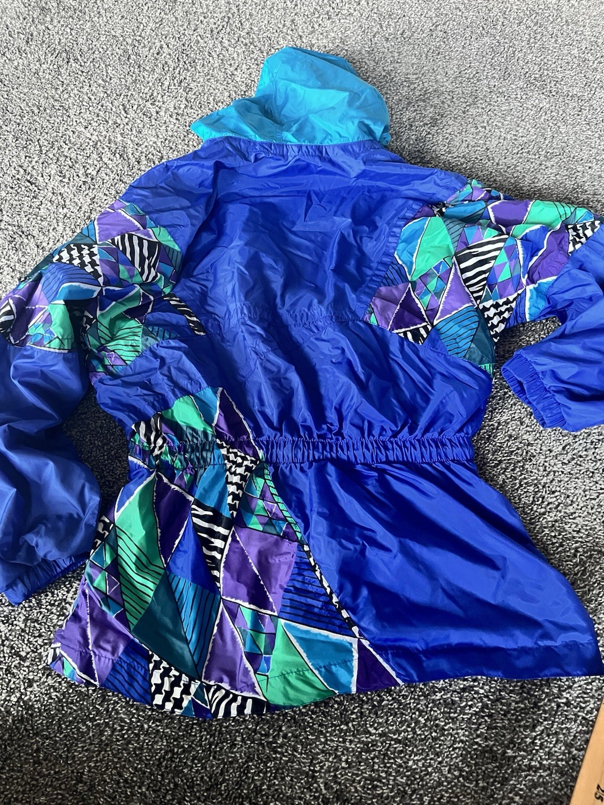 Vtg 80s 90s Snuggler by Kaelin Blue Abstract Print Cinch Light Jacket Size 6 SS