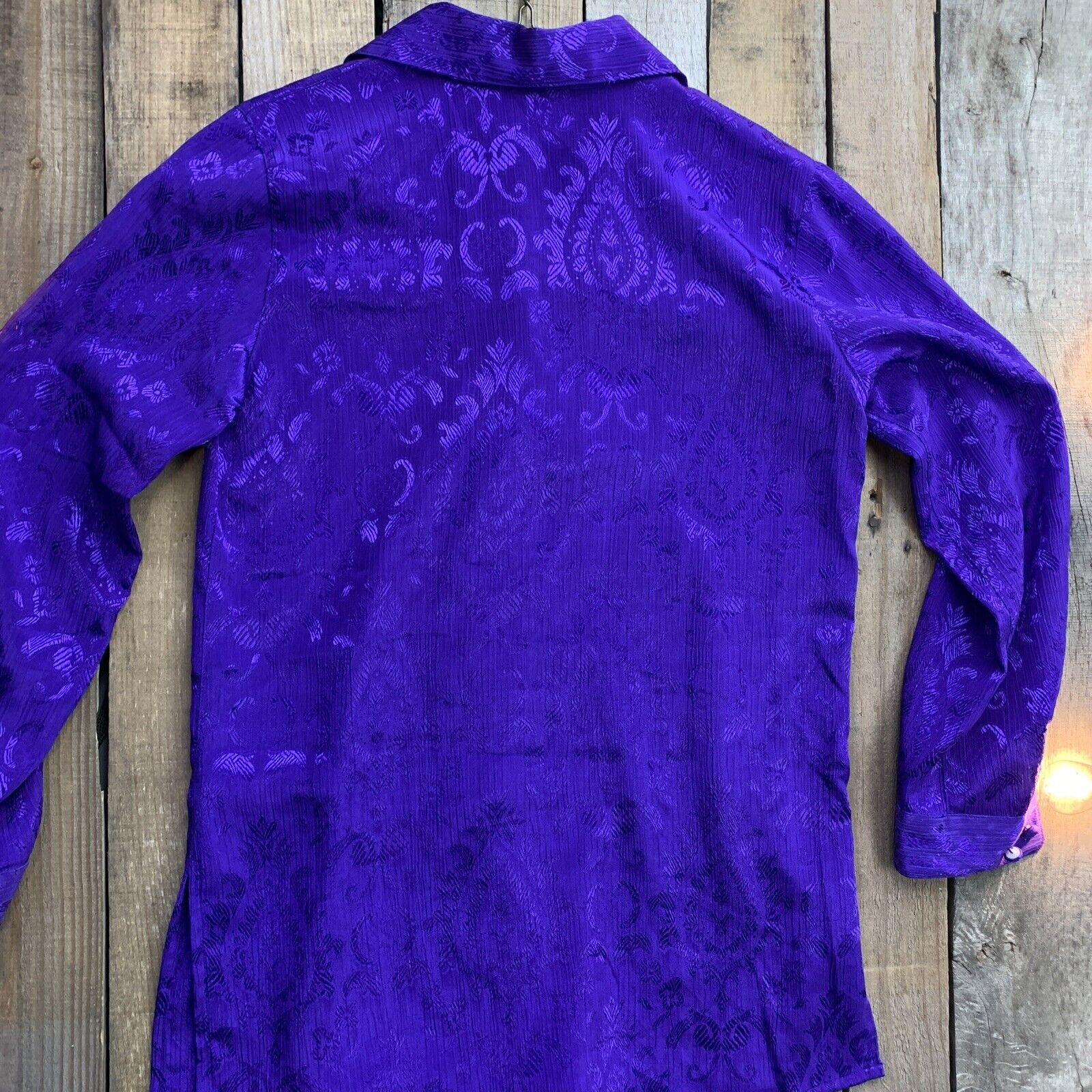 Christie & Jill Petite Vintage Purple Blouse Button Up Shirt Womens Size XS