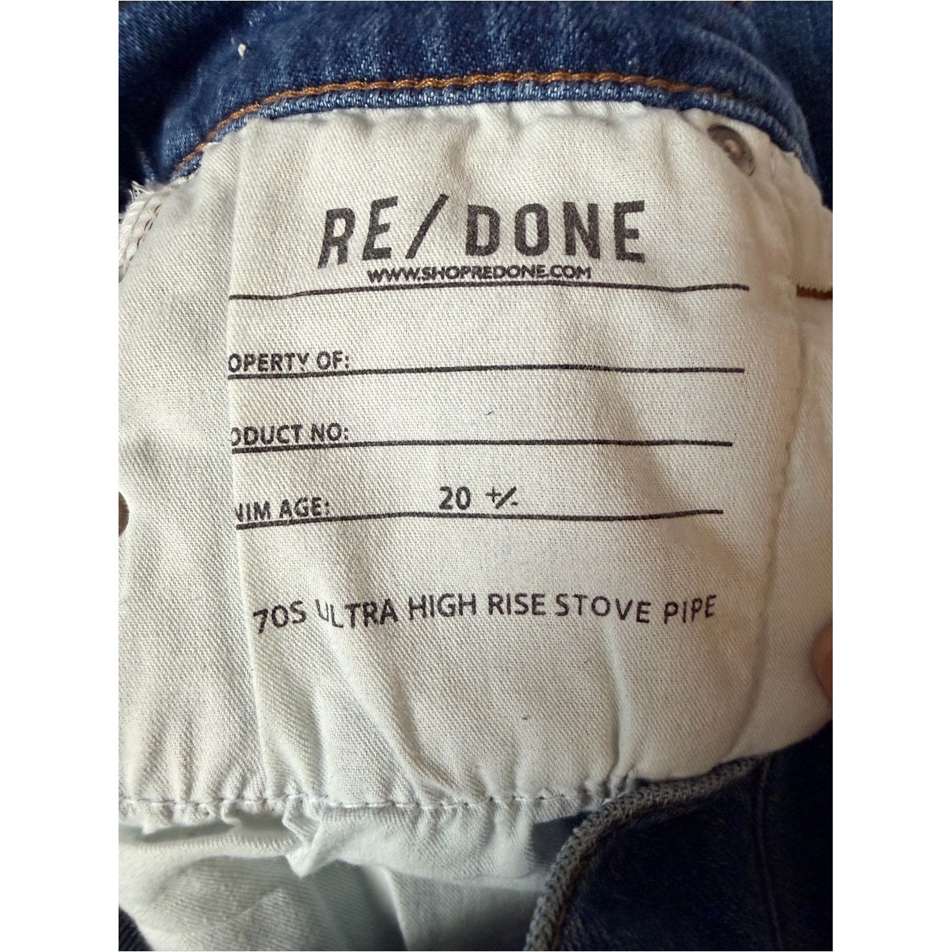 NWT Re/Done 90s High Rise Ankle Crop Denim Jeans Western Rinse Size 24