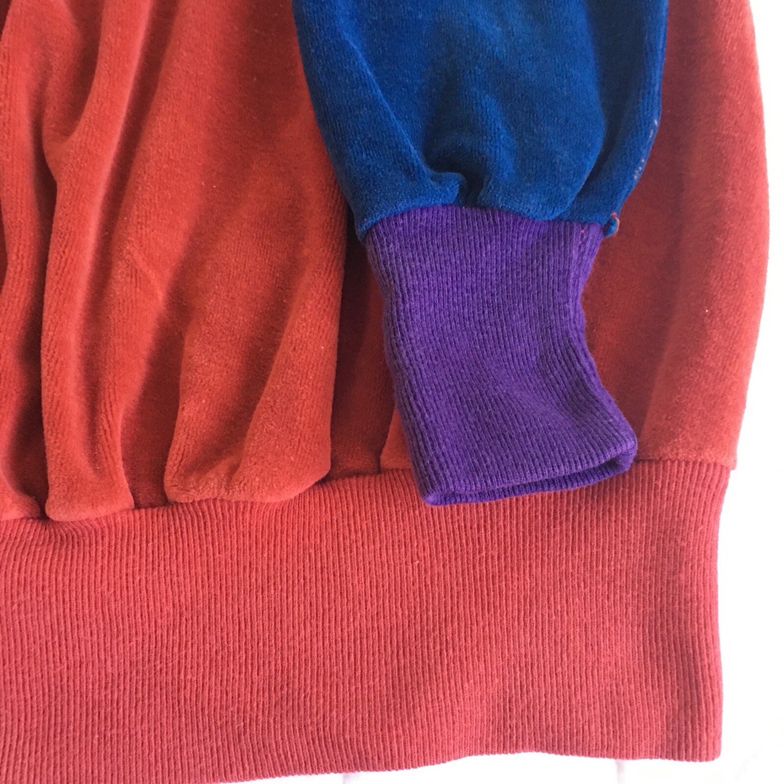 Hippie 80’s Woman’s Velour Tunic Pullover, Turtleneck, Long Sleeve, Color Block