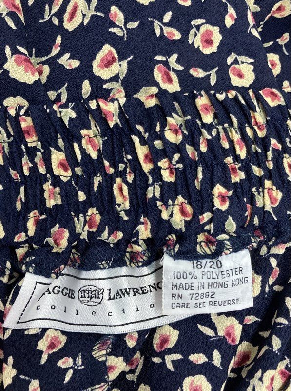 Vintage 90s Maggie Lawrence Women’s Navy Floral Elastic Waist Pants NWT 18/20W